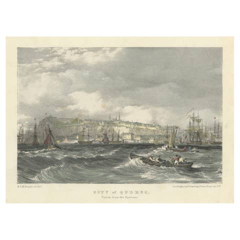 City of Quebec from the Harbour: A Vibrant 19th-Century Maritime Lithograph
