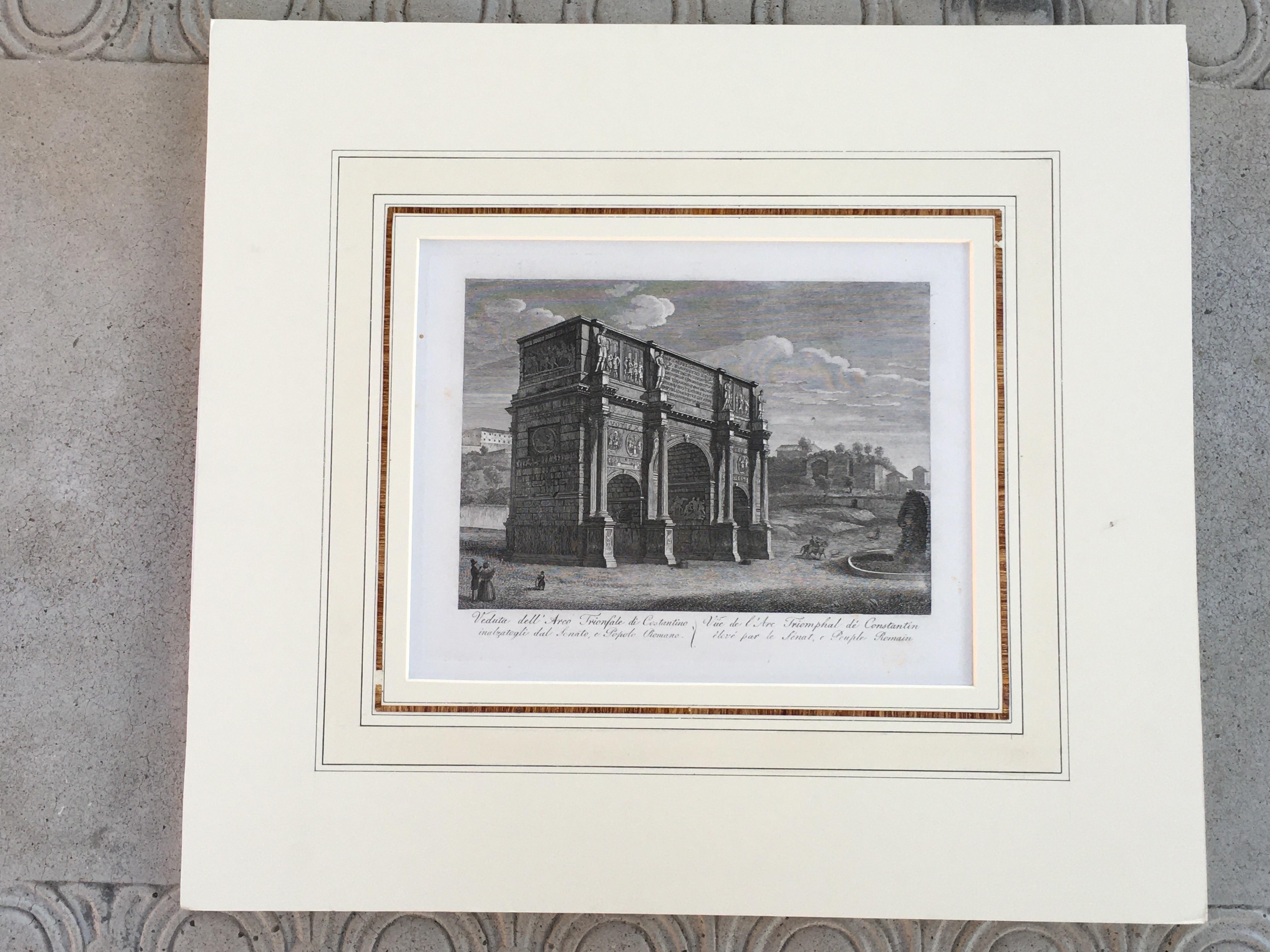 City of Rome Fine Architectural Engraving Printed in Italy, 1816, Matted For Sale 2