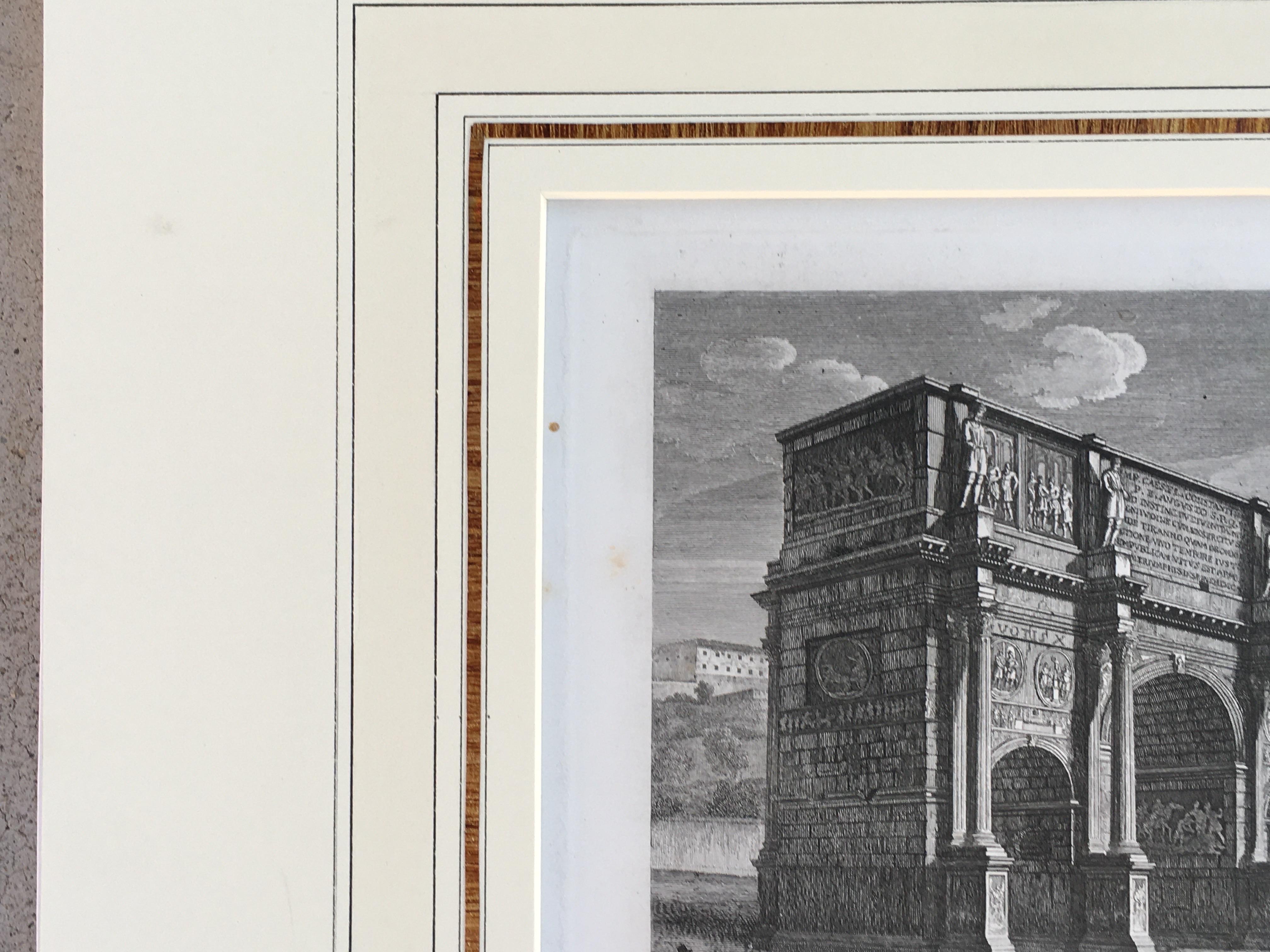 Belle gravure architecturale de la ville de Rome imprimée en Italie, 1816, matée en vente 3