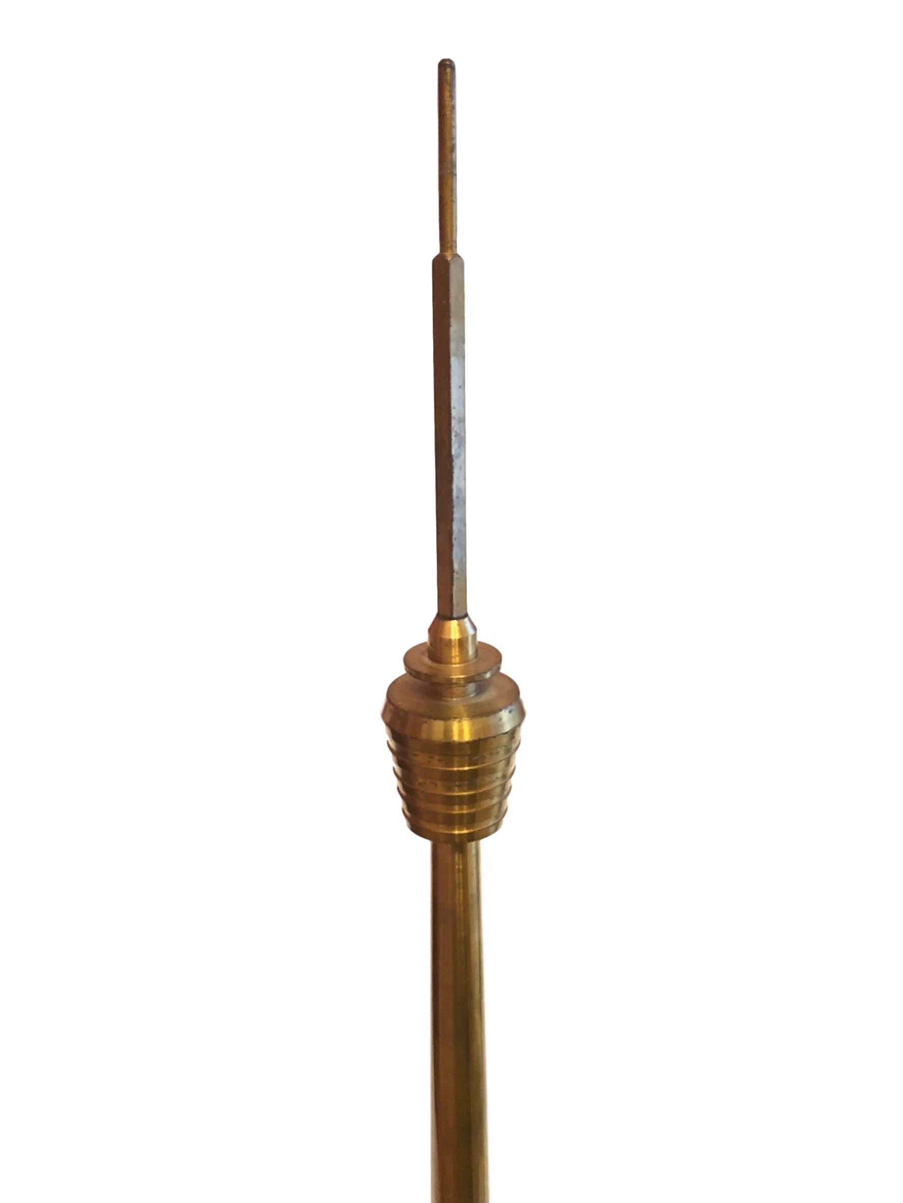Scaled model of the Stuttgart television tower. Hand-spun in brass. A nice architectural sculpture for every living or men’s room. Some scratches and a nice patina due to the age.
