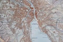 City of Zurich, Decorative Wall-Mounted Map of the City, 1950s