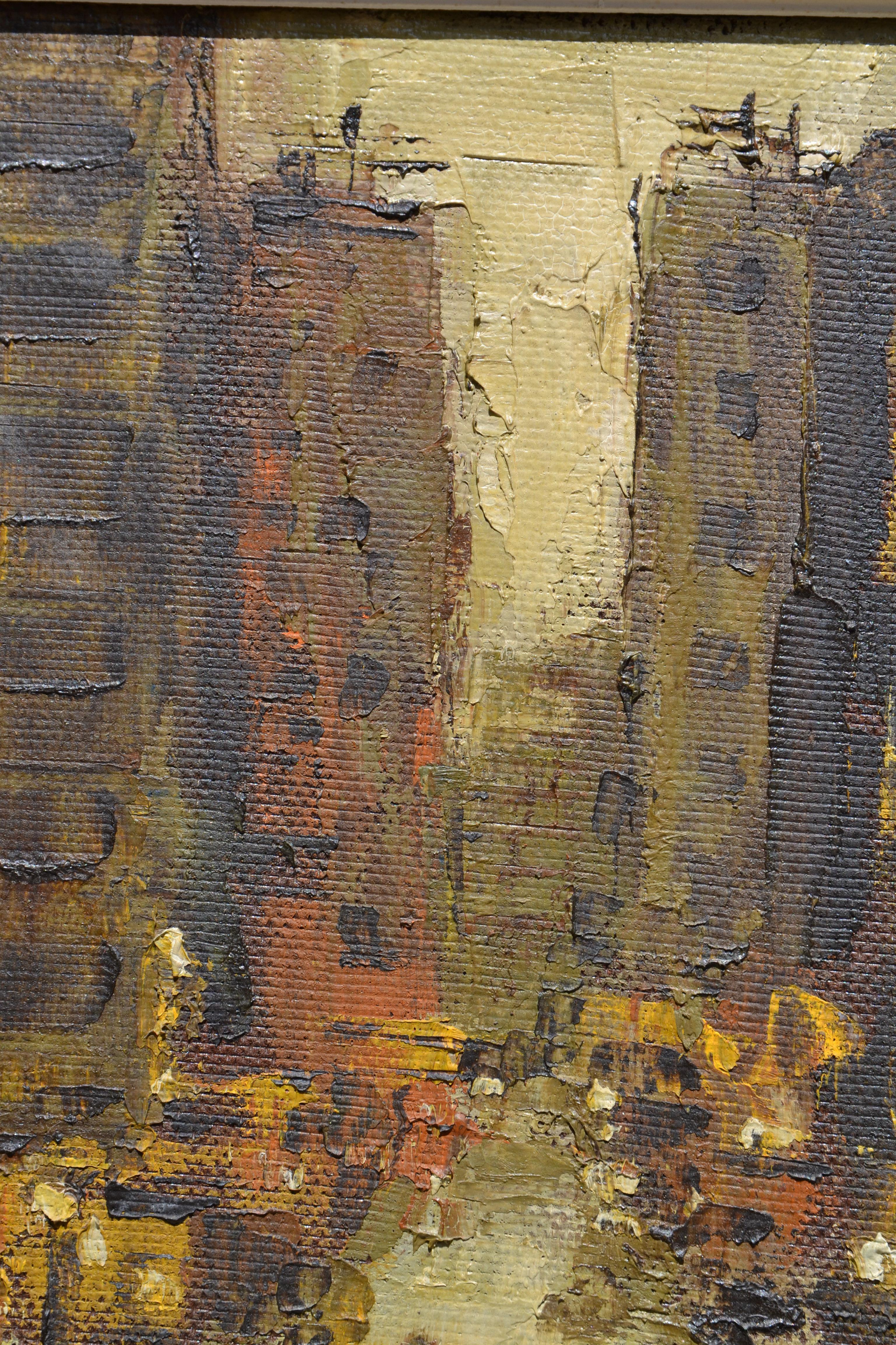 Mid-20th Century City Oil Painting by Custer For Sale