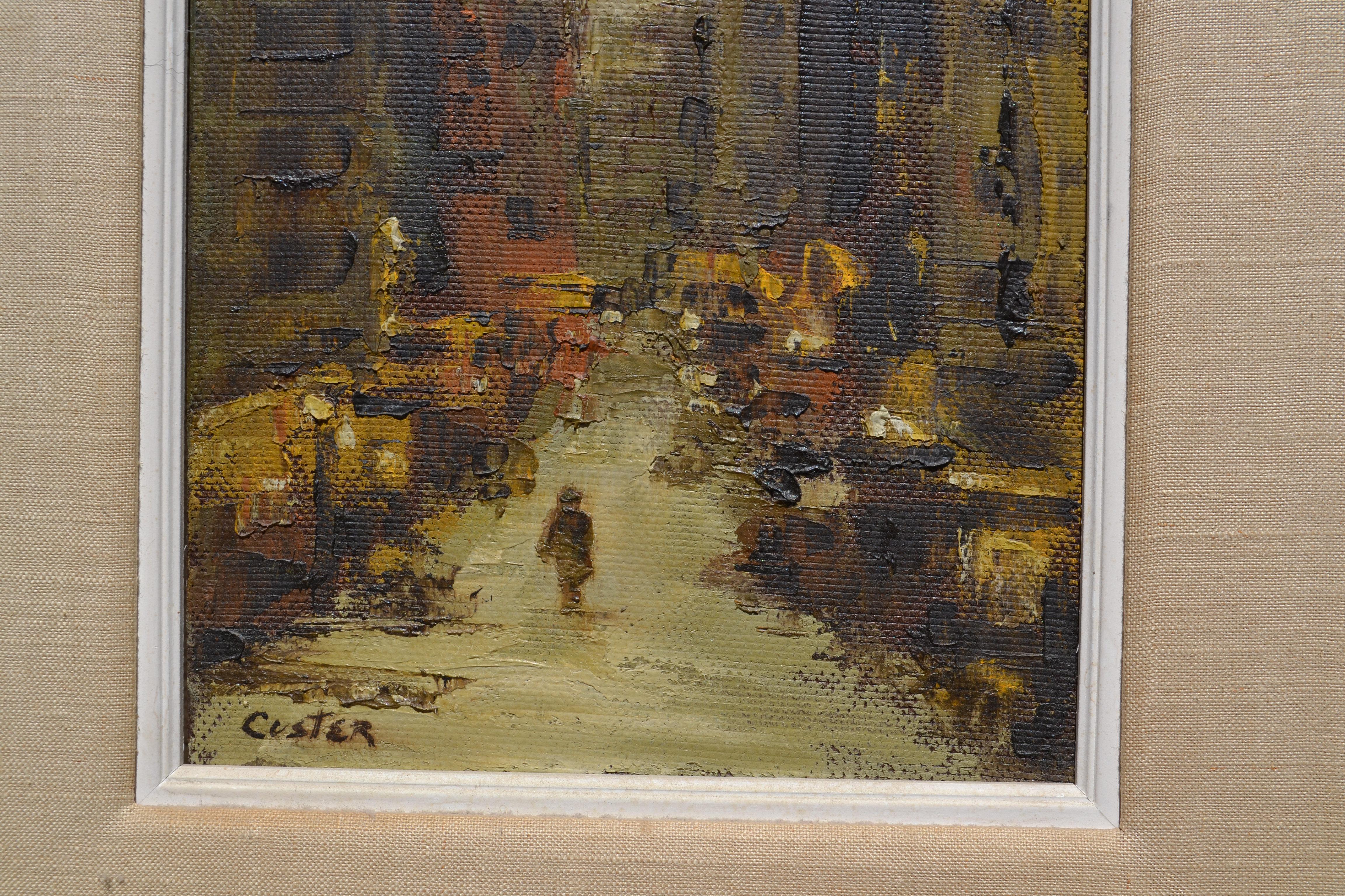Canvas City Oil Painting by Custer For Sale