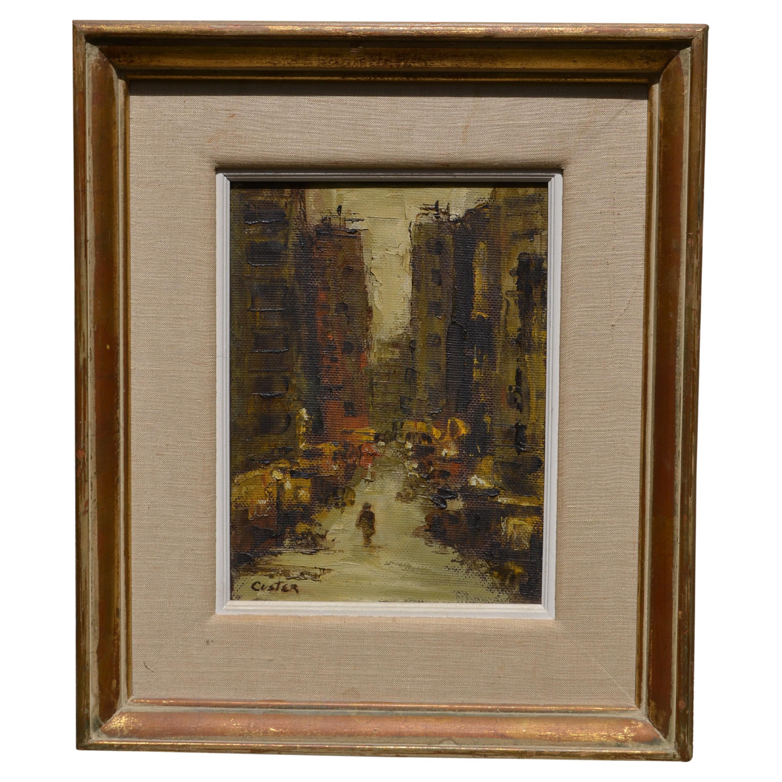 City Oil Painting by Custer For Sale