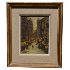 Vintage City Oil Painting by Custer
