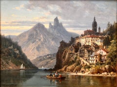 "City on an Alpine Lake" by Charles Euphrasie Kuwasseg Jr., 1876