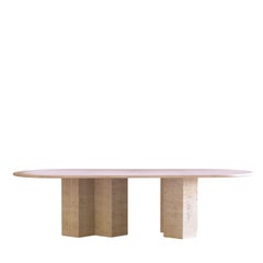 City Travertine Dining Table