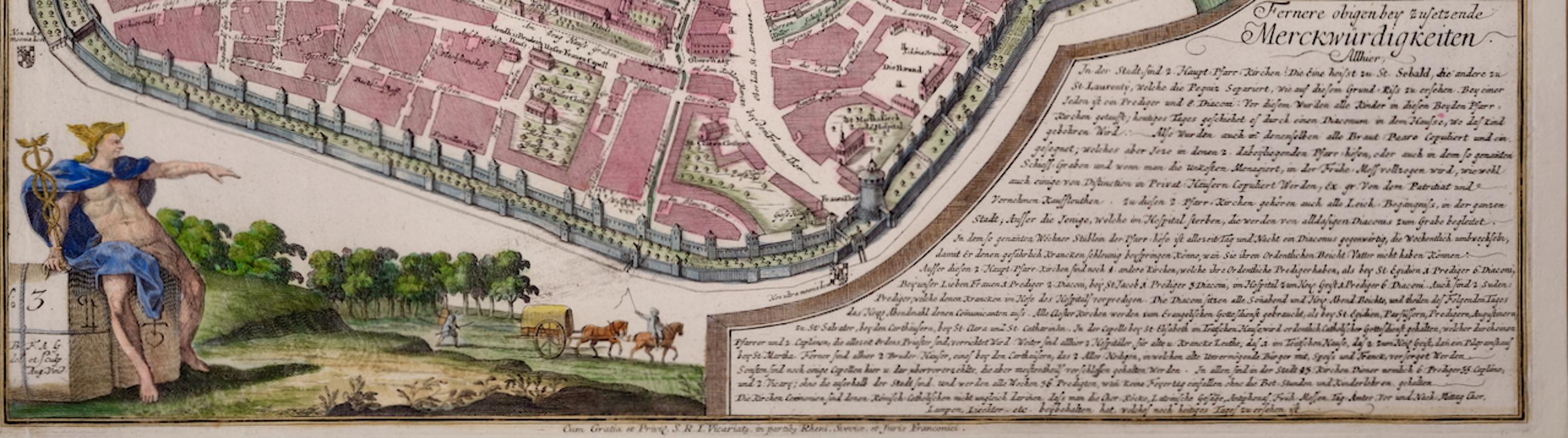 City View of Nuremberg, Germany: An 18th Century Hand-Colored Map by M. Seutter For Sale 4