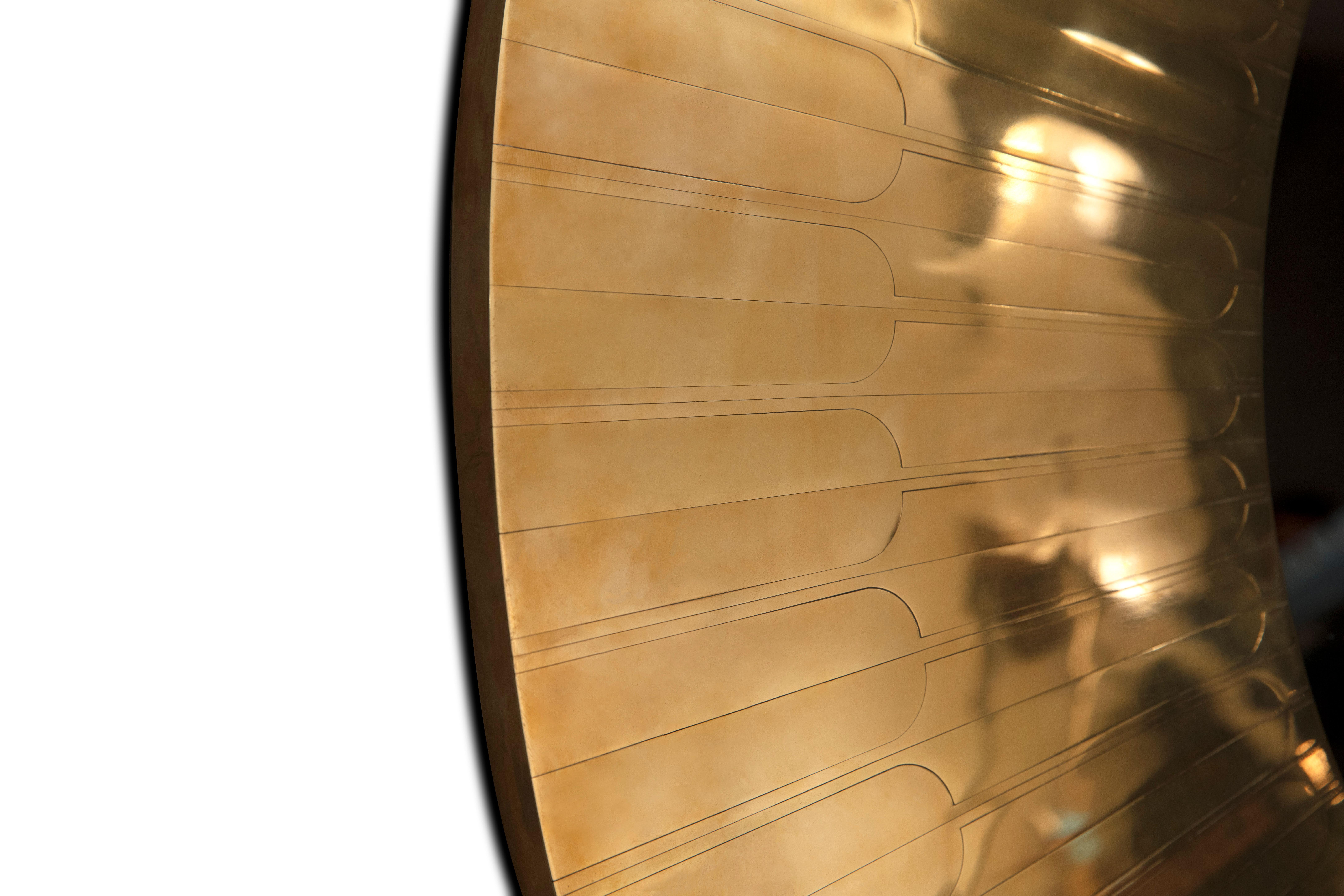 Moderno Specchio Citylights Wall Console in ottone di Matteo Cibic in vendita