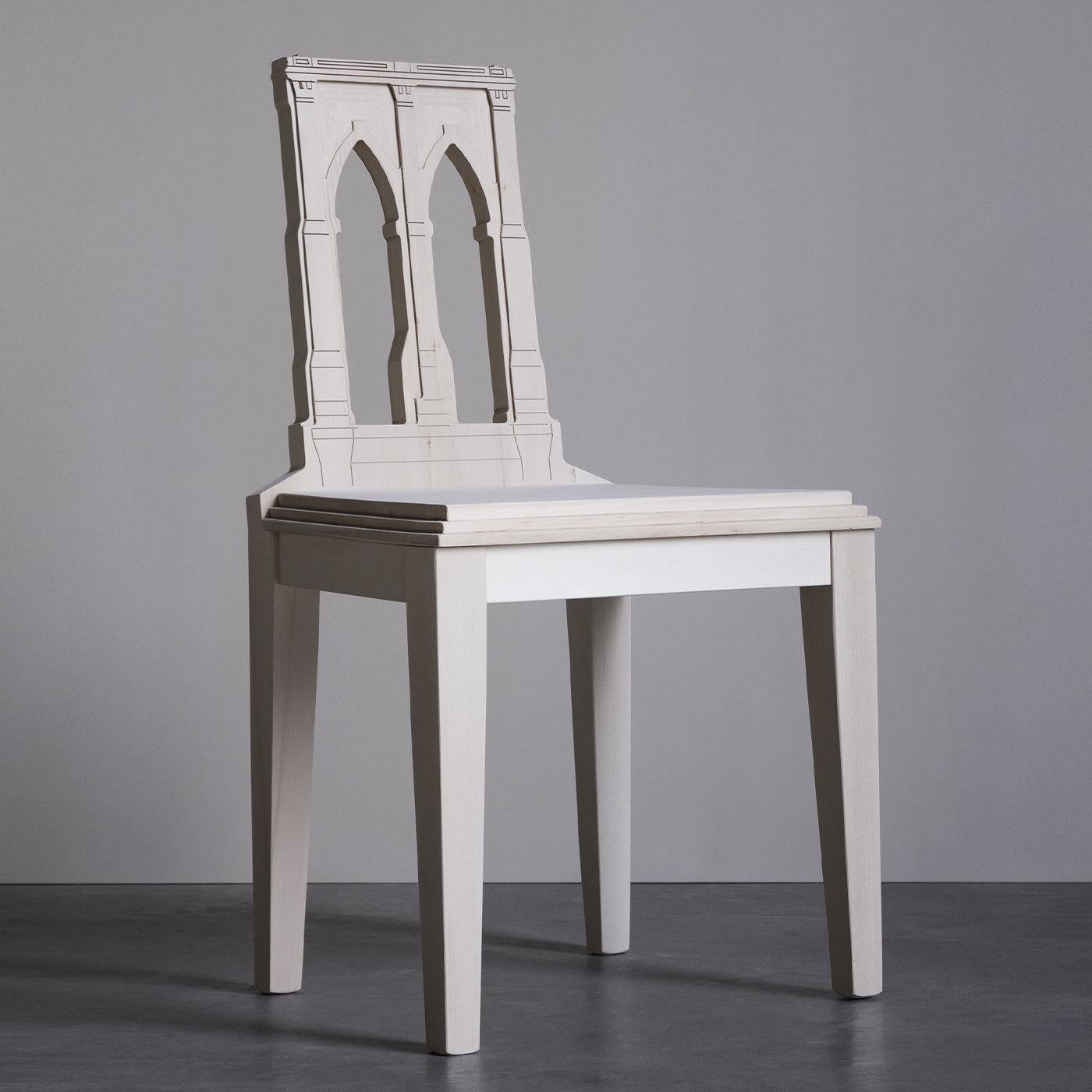 A tribute to the clean and essential lines of the NYC Brooklyn Bridge, this chair is a splendid objet d'art created by young artist and designer Cosimo De Vita. Part of the Cityng Collection produced by Savio Interiors for Chelini Firenze and Savio