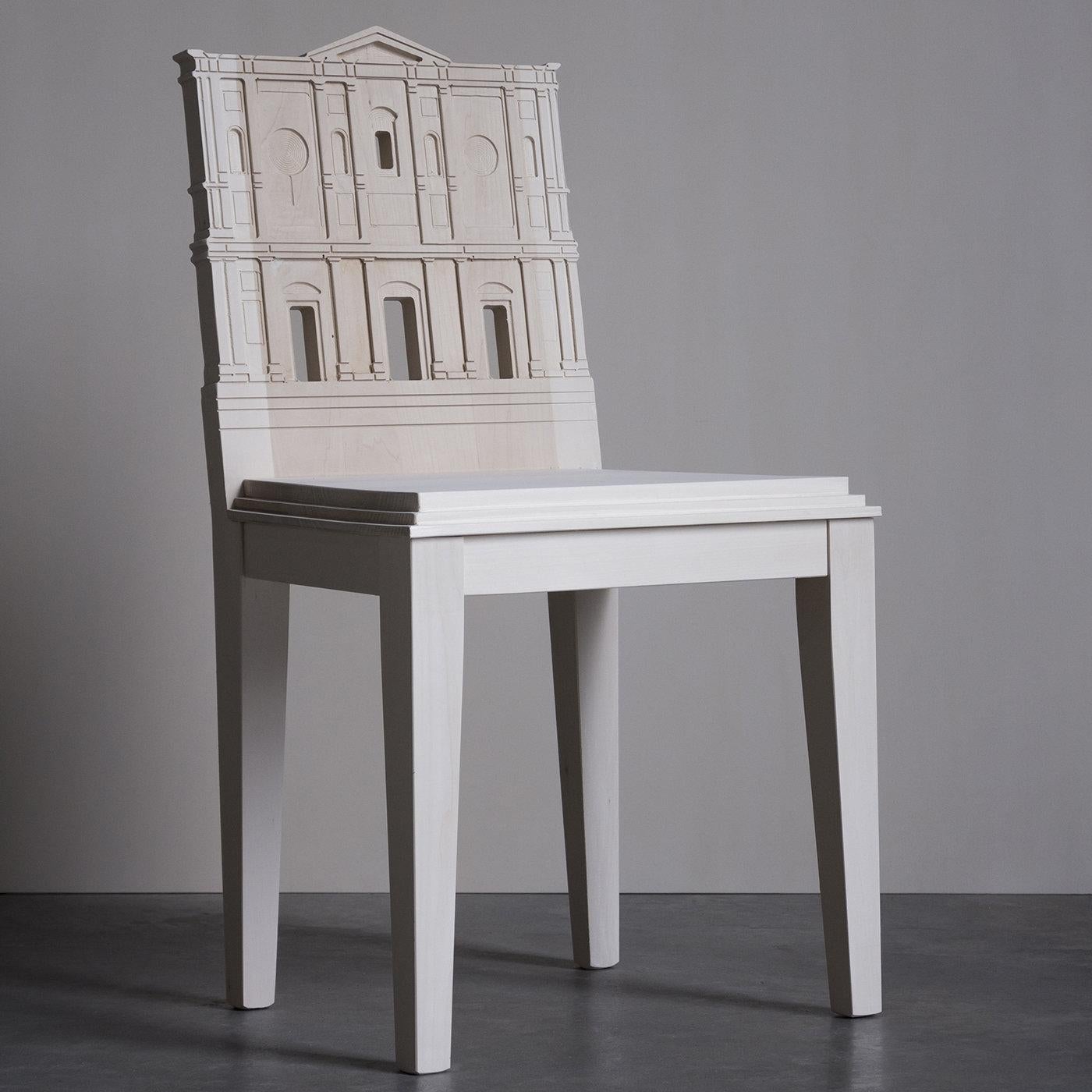 Part of the Cityng Collection of 16 chairs designed by Cosimo De Vita and produced by Savio Interiors for Chelini Firenze and Savio Firmino, this splendid chair is a sculptural objet d'art that will make a refined addition in a contemporary home.