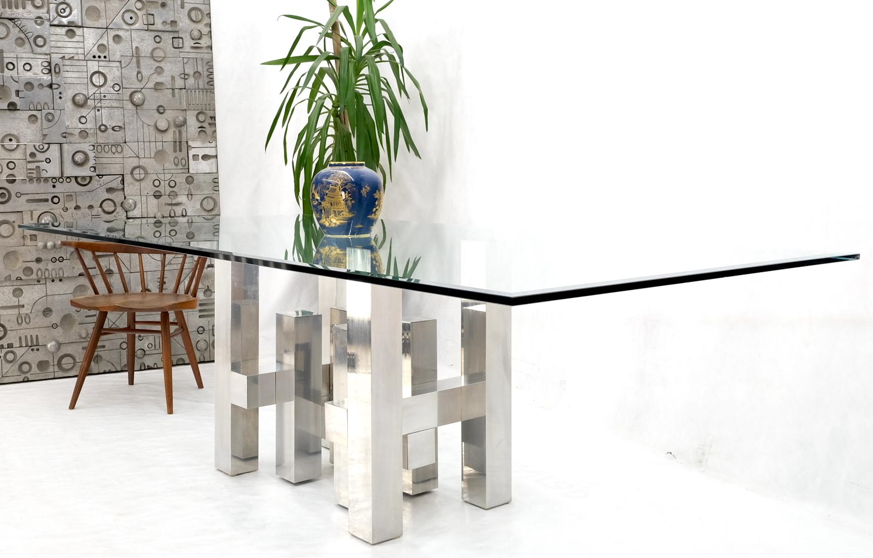 Cityscape Aluminum Base Large Rectangle Glass Top Dining Conference Paul Mayen For Sale 4