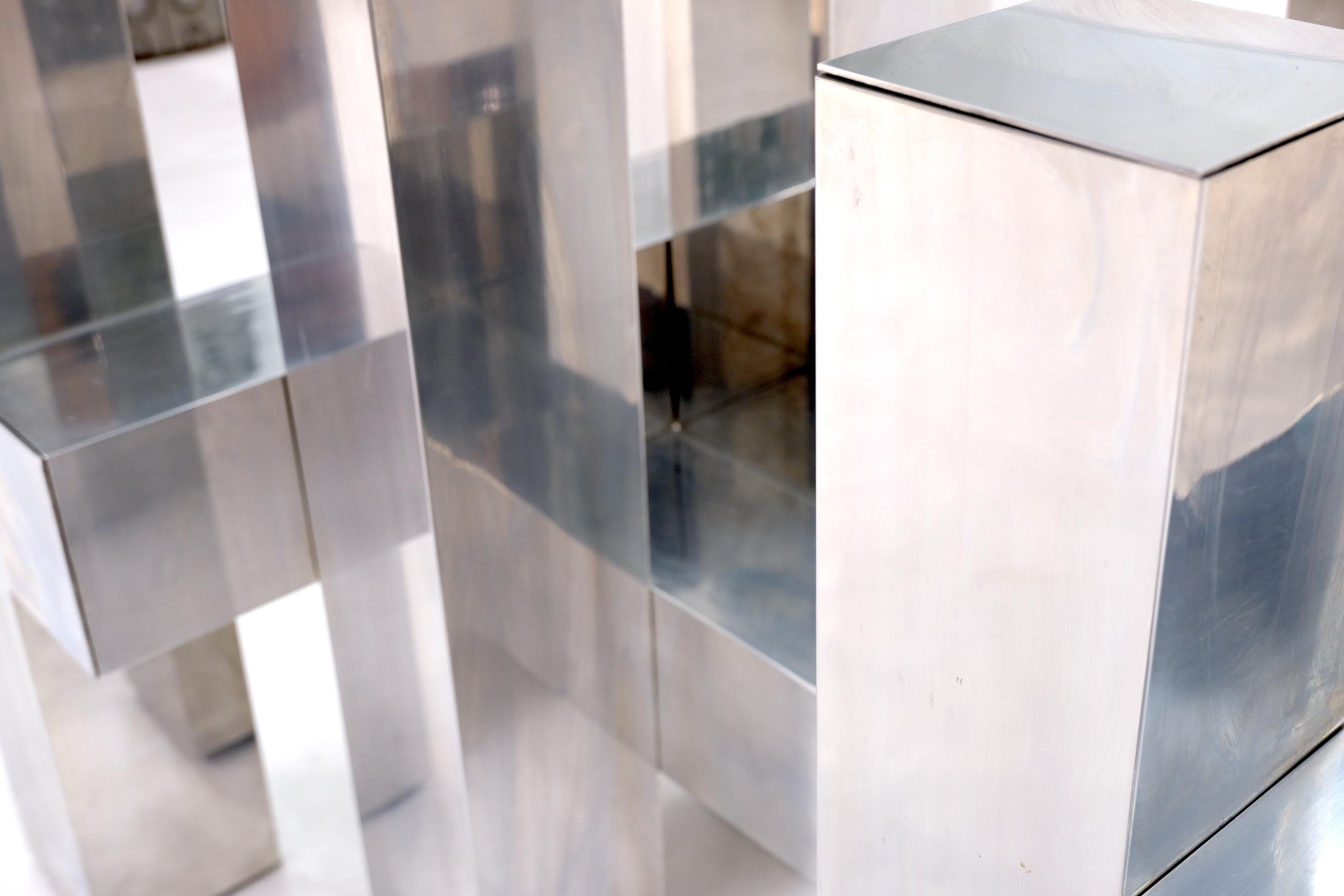 Große rechteckige Cityscape-Esszimmer Konferenz mit Glasplatte und Aluminiumfuß von Paul Mayen im Angebot 7