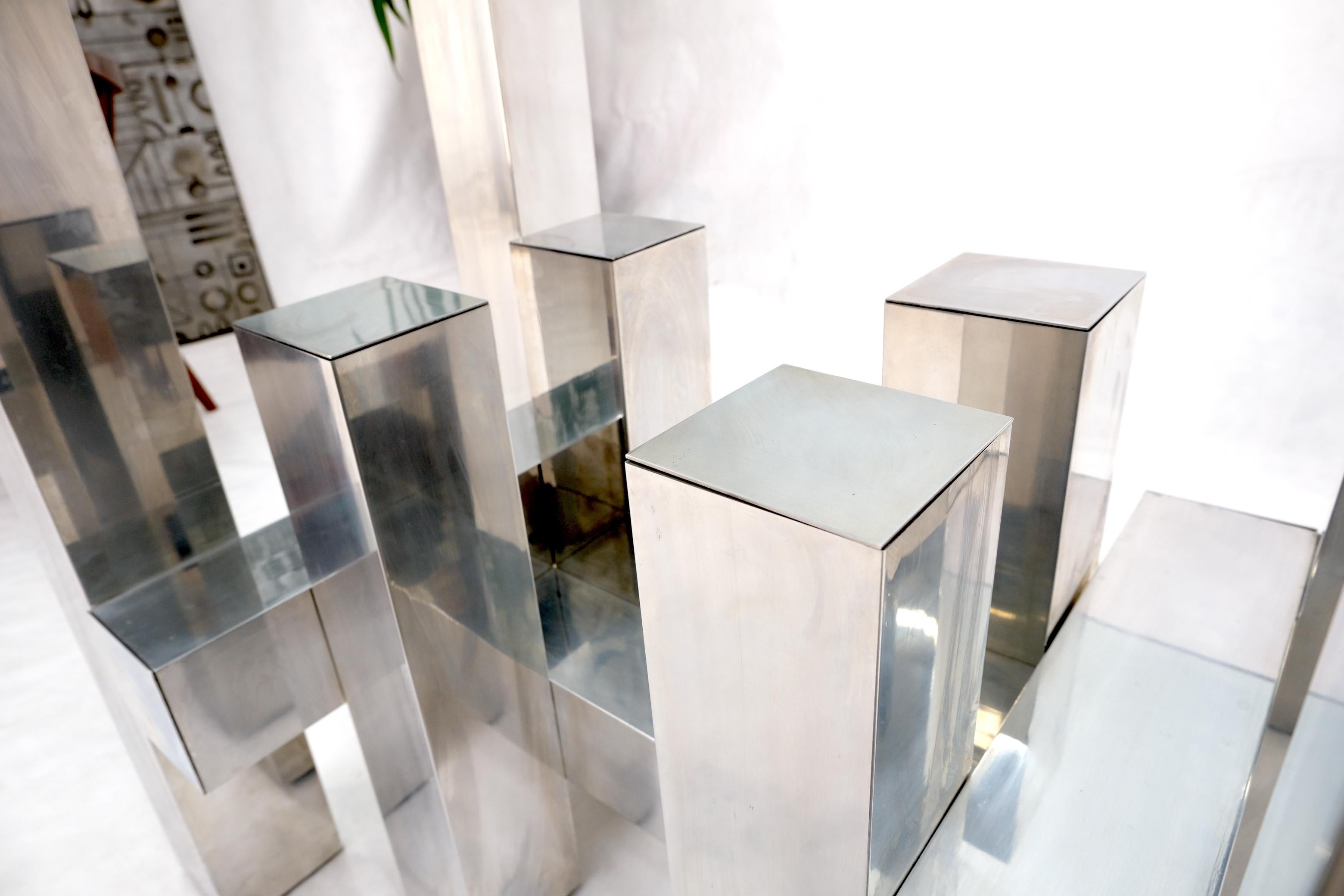 Grand plateau rectangulaire pour conférence de salle à manger en verre Cityscape avec base en aluminium Paul Mayen en vente 10