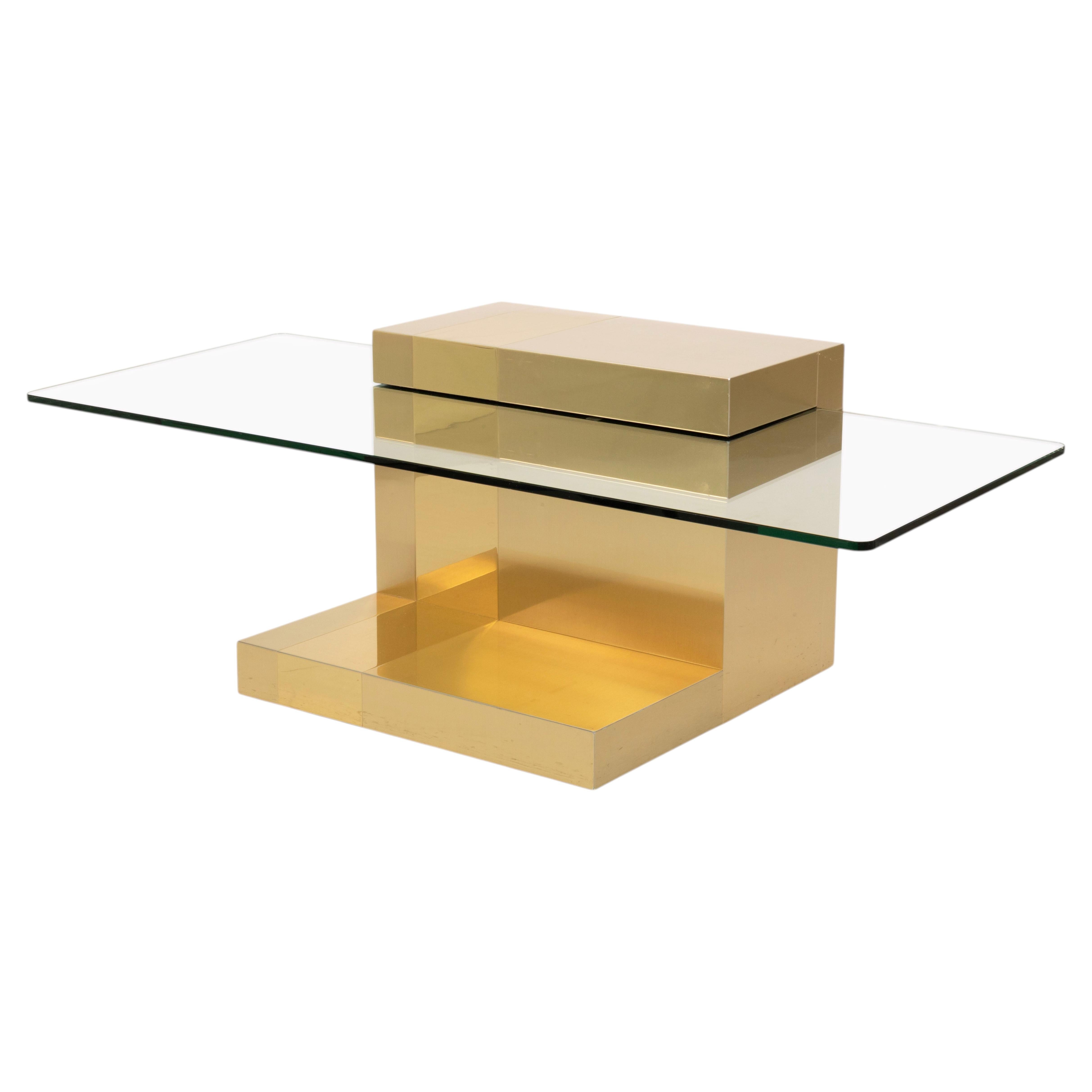 Cityscape Brass And Glass Floating Coffee Table By Paul Evans