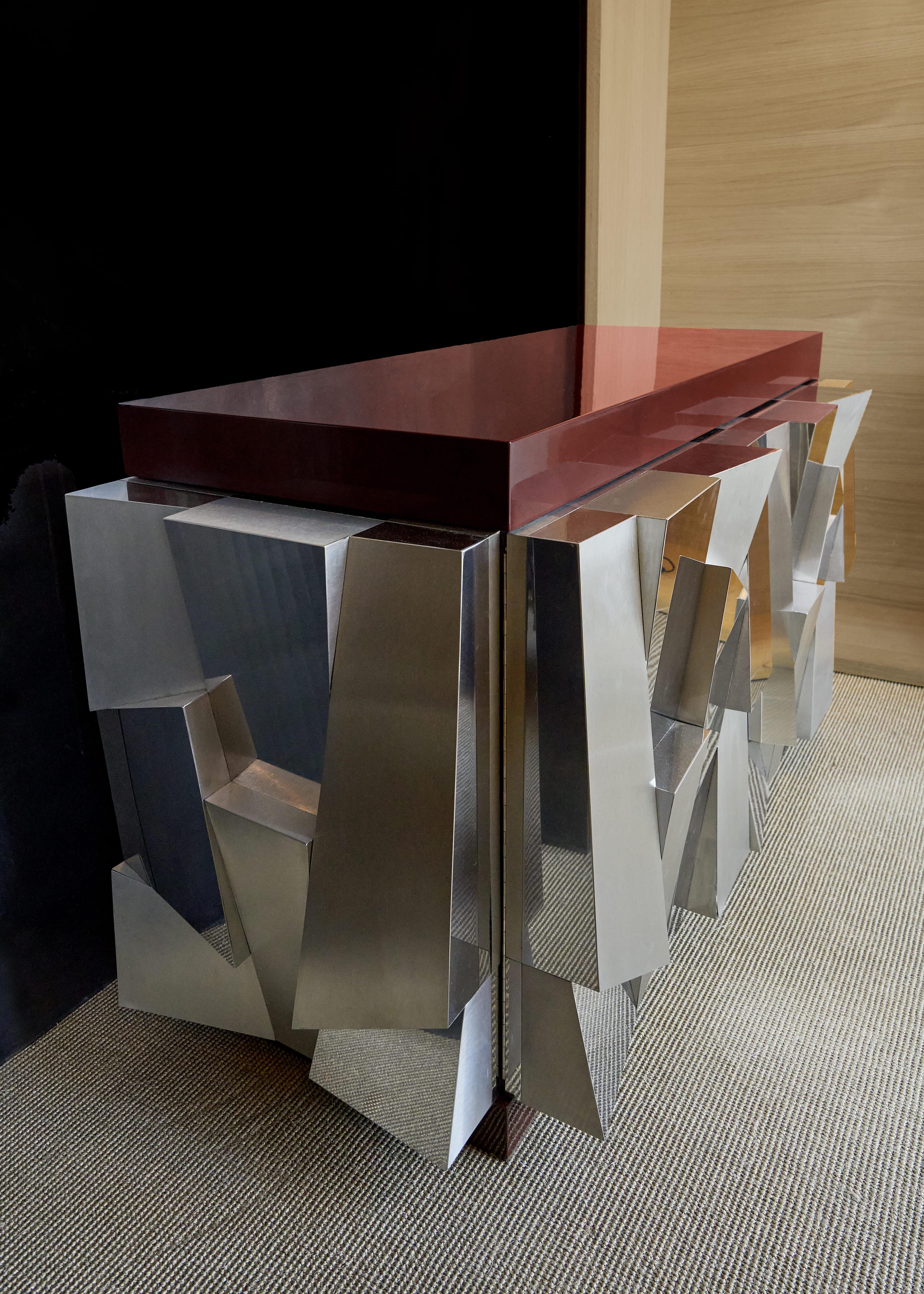 Brushed Cityscape Buffet by Paul Evans For Sale