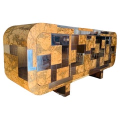 Cityscape Chrome & Cork Veneered Sideboard in the Paul Evans style, 1970