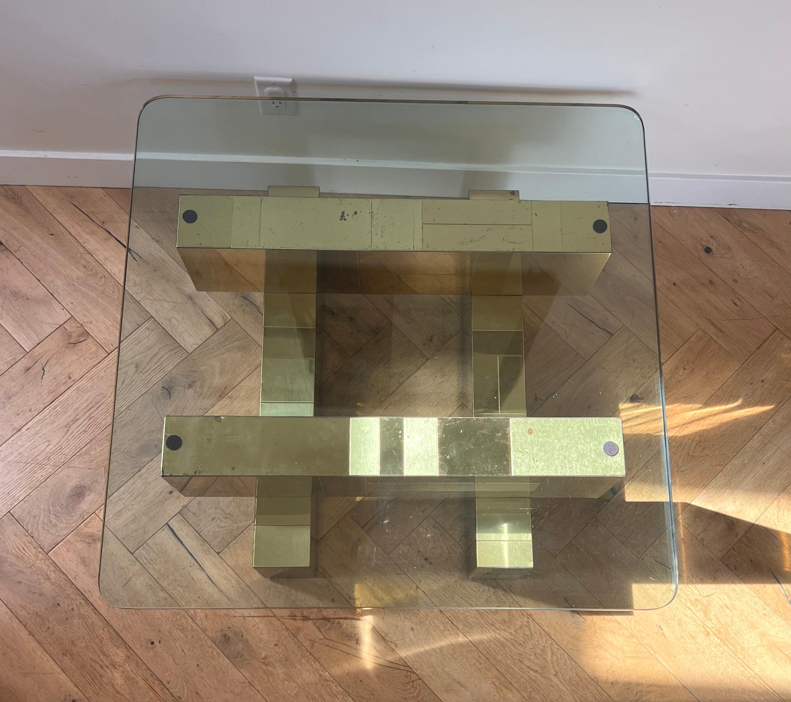 Metal Cityscape coffee table by Paul Evans for Directional, circa 1970 For Sale