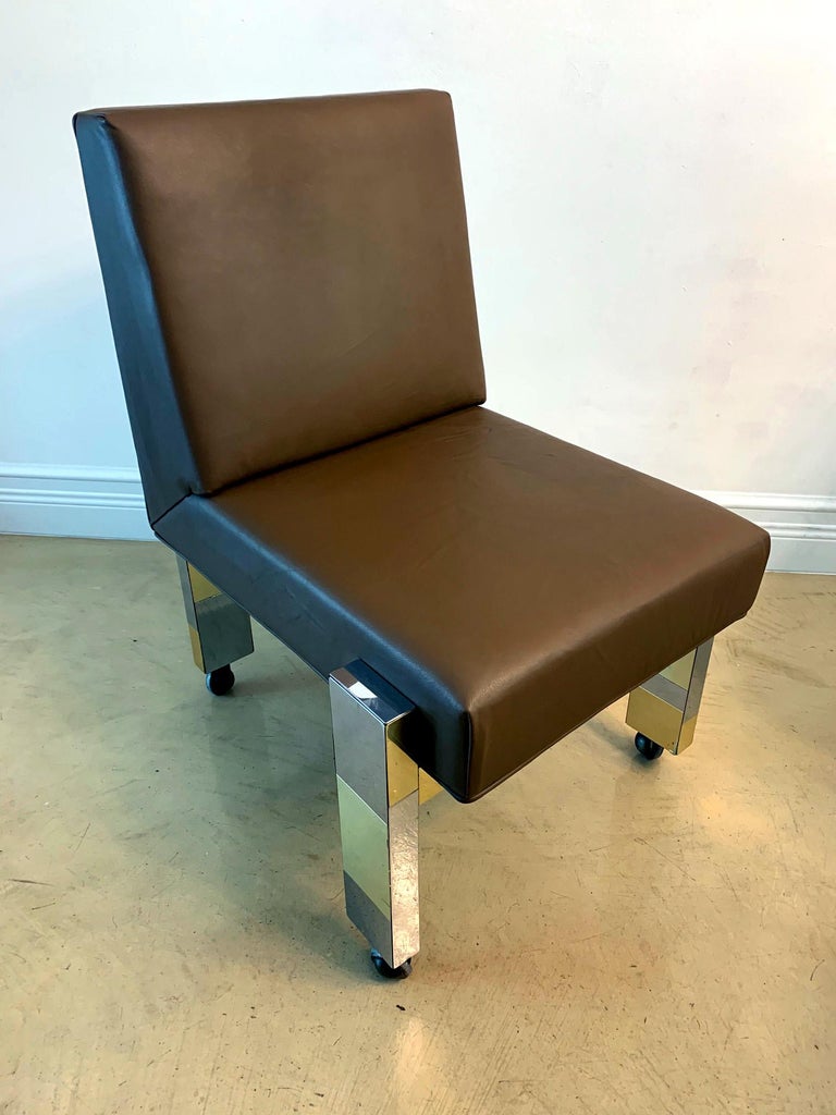 Cityscape Leather Desk Chair with Castors by Paul Evans for Directional