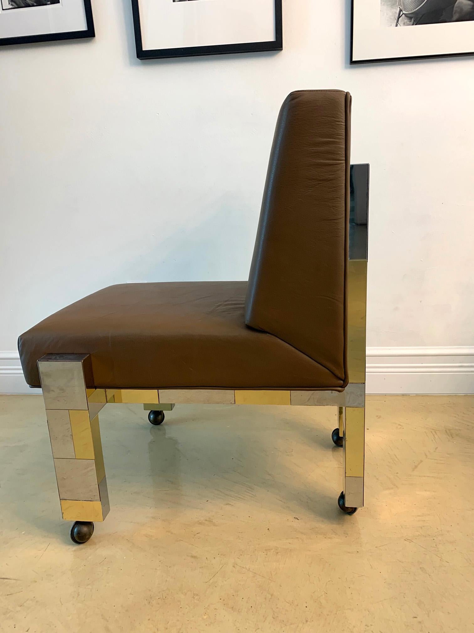 Cityscape Leather Desk Chair with Castors by Paul Evans for Directional In Good Condition For Sale In Atlanta, GA