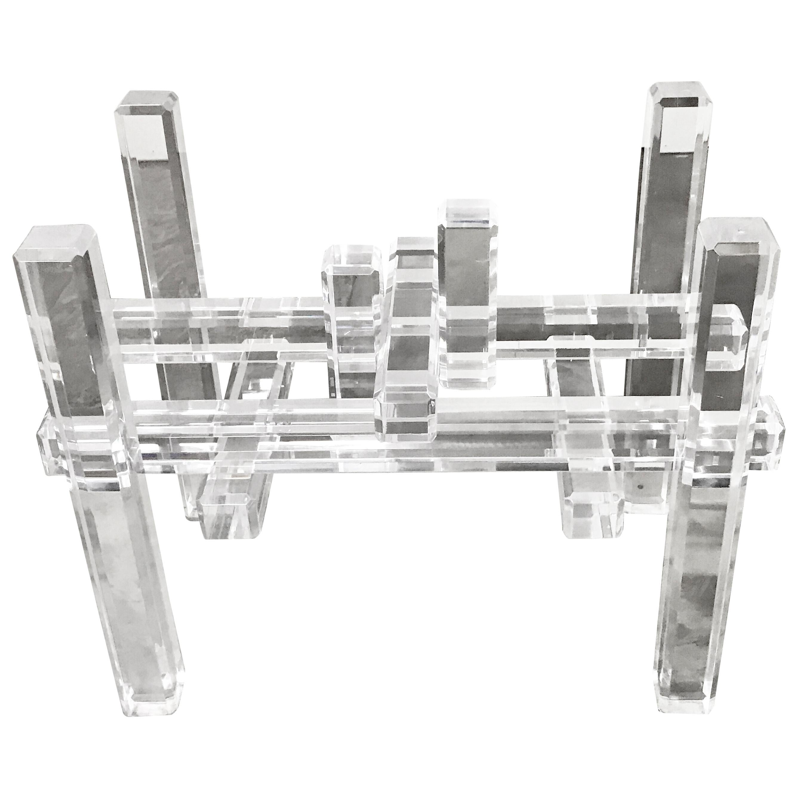 Cityscape Lucite Table Base in the Manner of Charles Hollis Jones For Sale