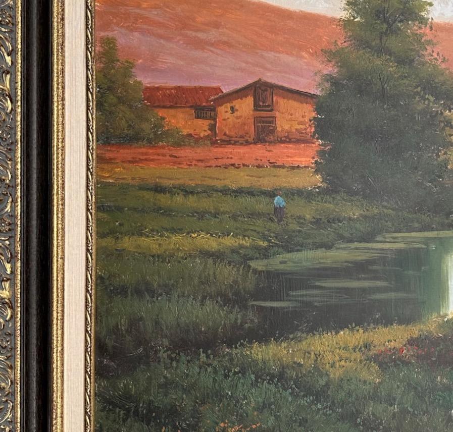 Espagnol Peinture à l'huile CityScape pour une maison sur une ferme en vente