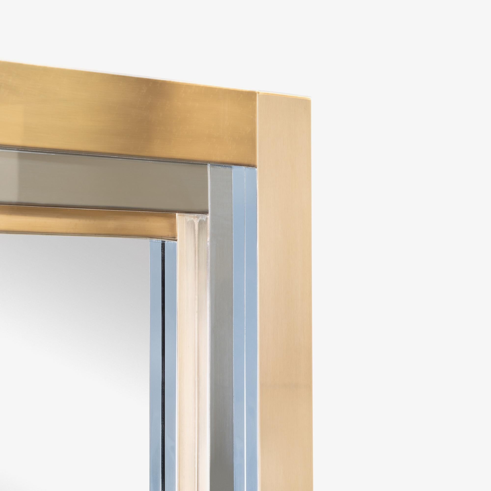 Polished Cityscape Style Brass & Chrome Wall Mirror by Ello