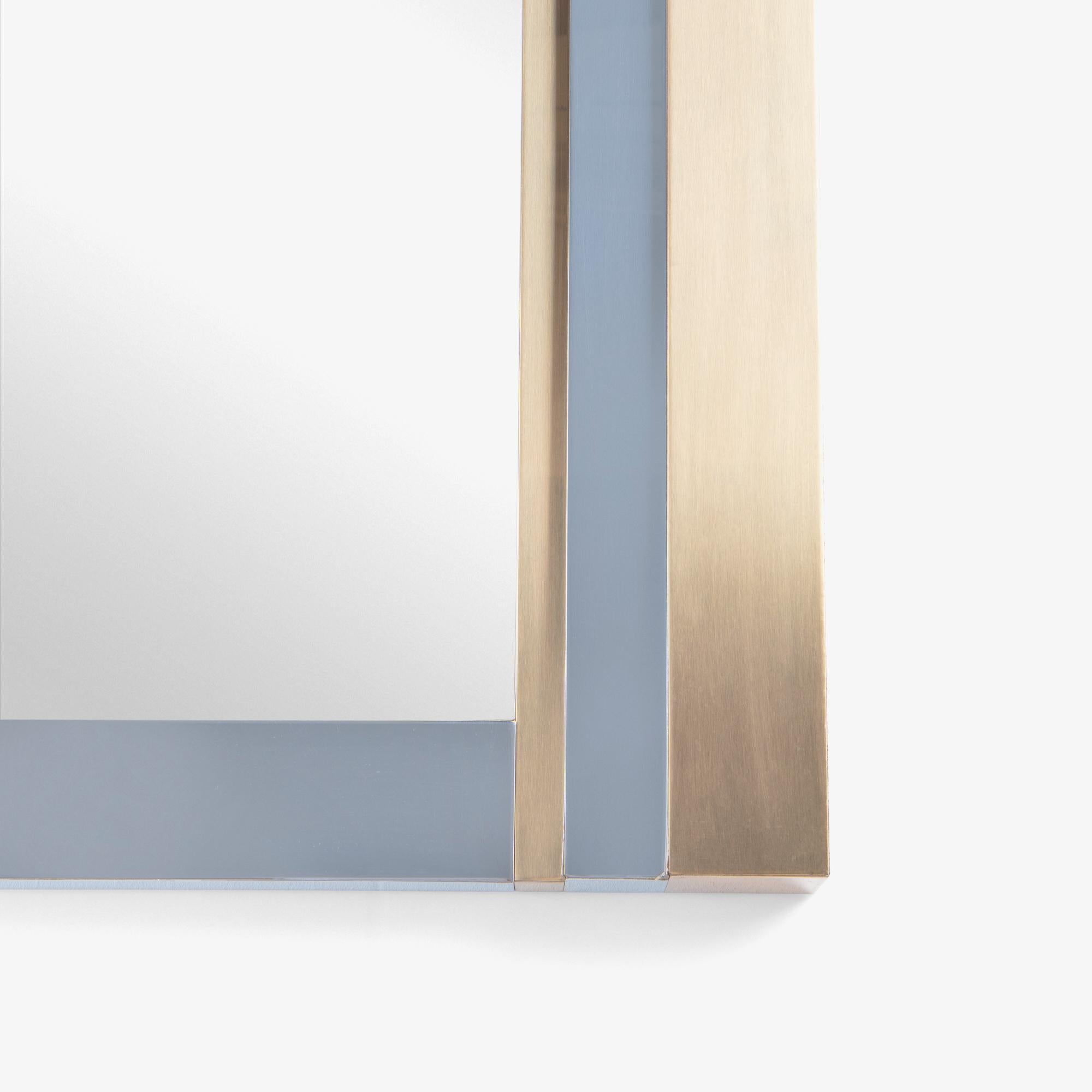 Late 20th Century Cityscape Style Brass & Chrome Wall Mirror by Ello