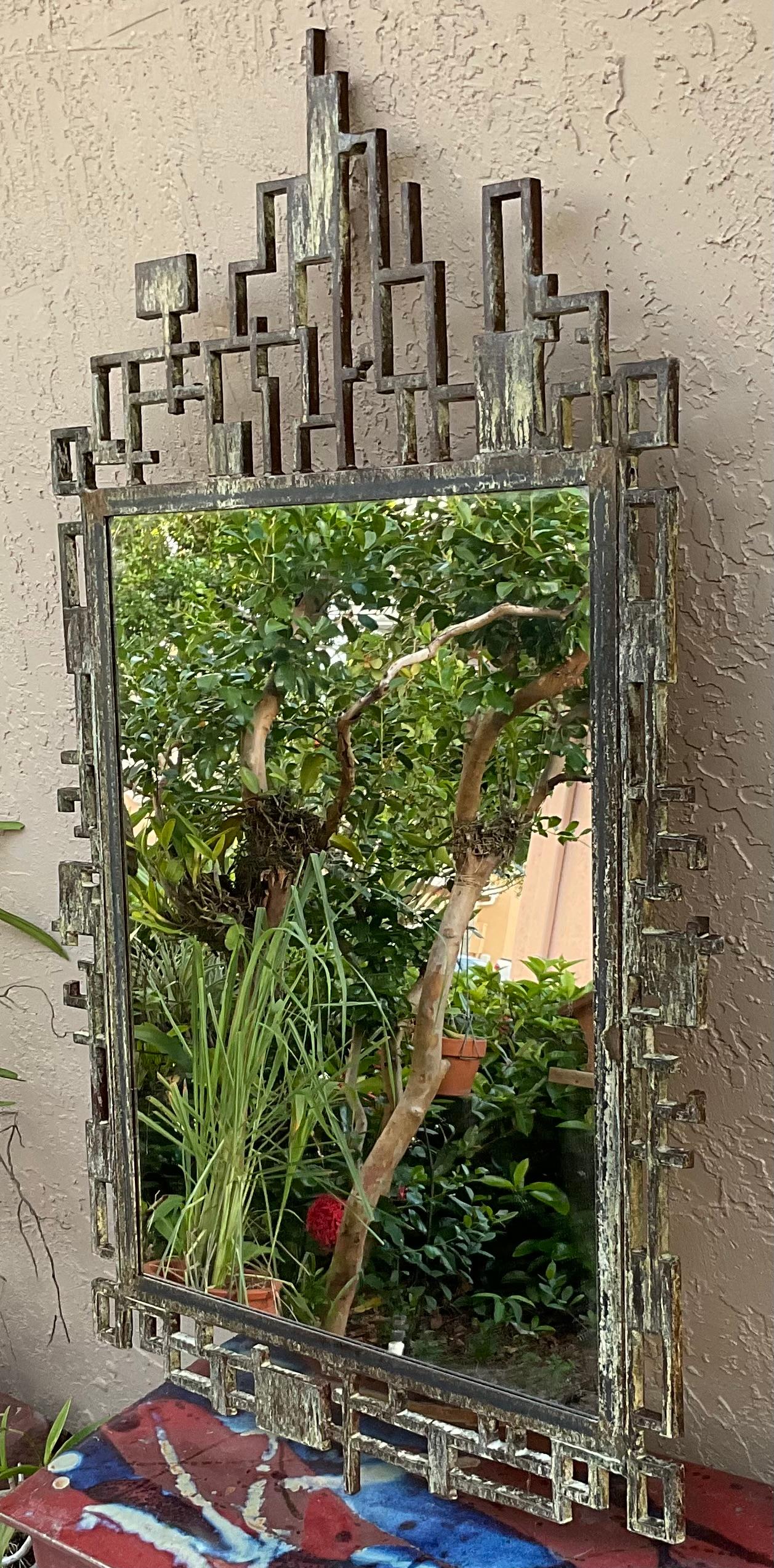 Cityscape Style Iron Wall Mirror For Sale 4