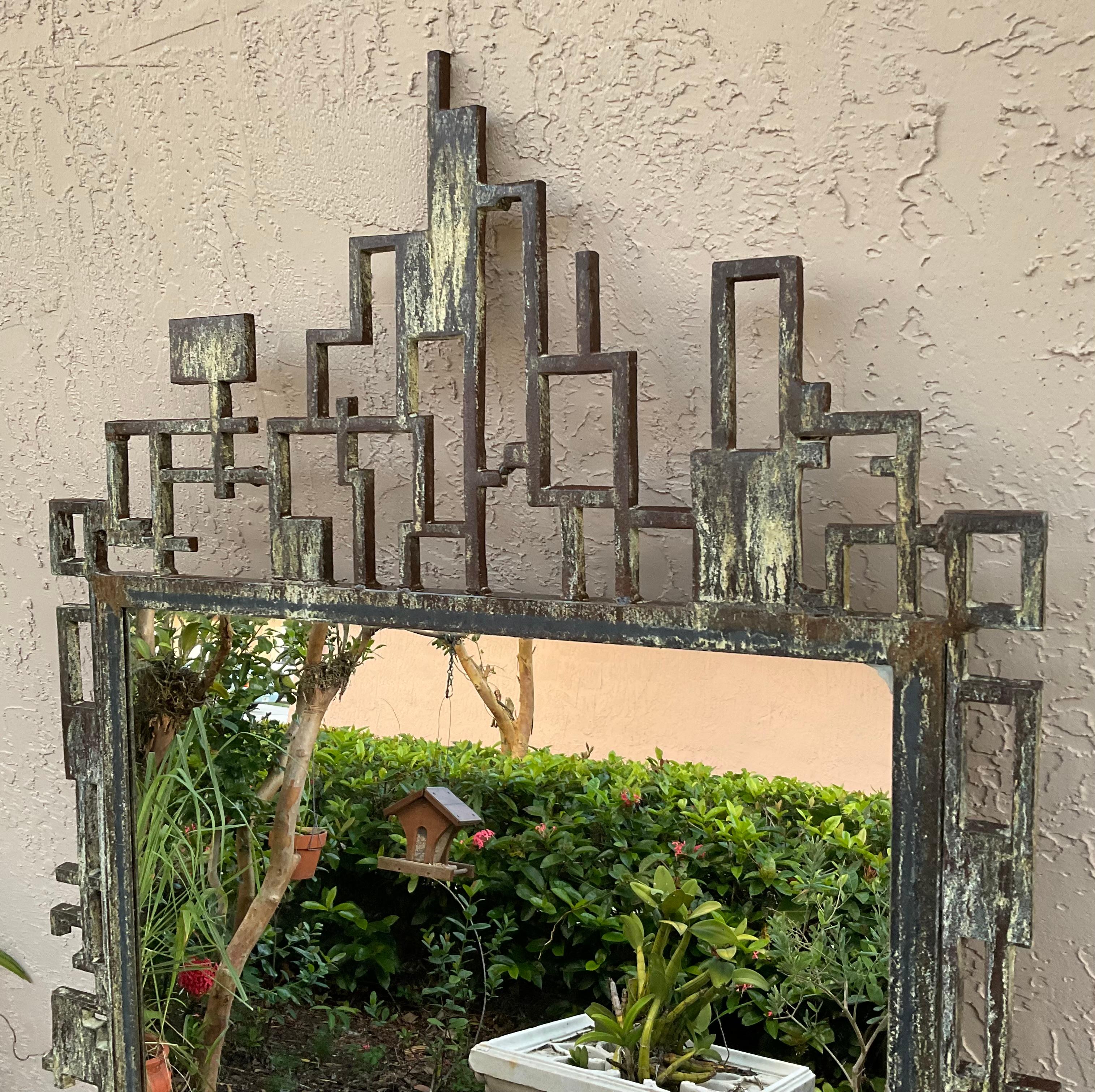 Cityscape Style Iron Wall Mirror For Sale 3