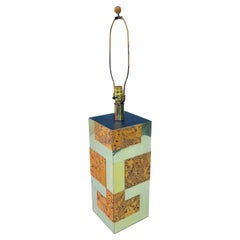 Cityscape Table Lamp in the Style of Paul Evans Brass Cork Laurel