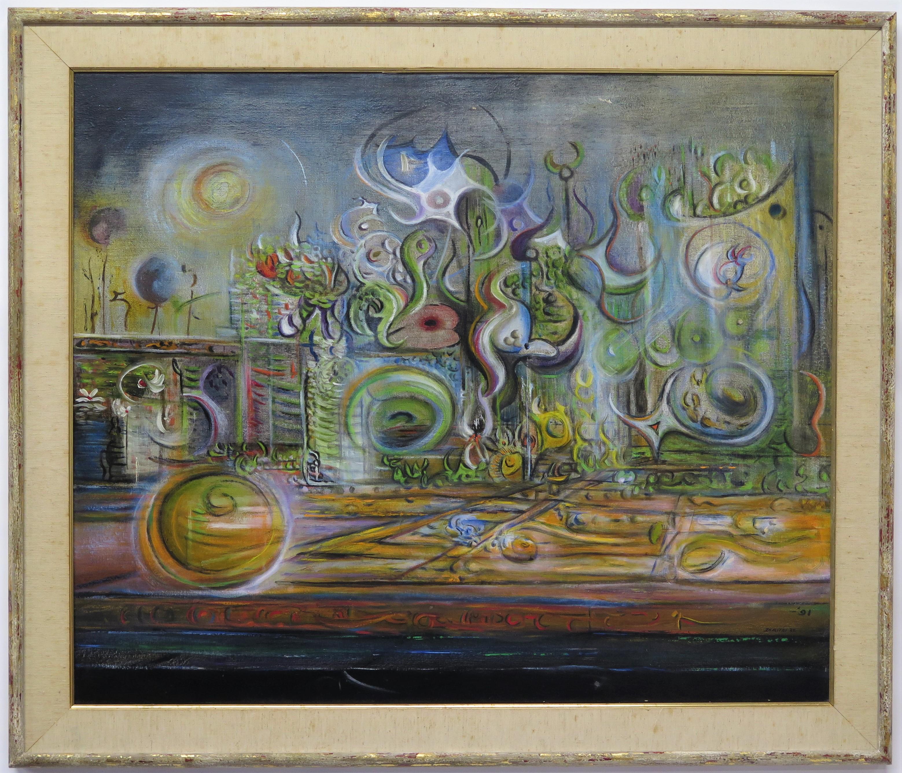 Cityscapes '62, by Surrealist Painter Roy Dimitri Parsons (American, 1926-2007) For Sale 7