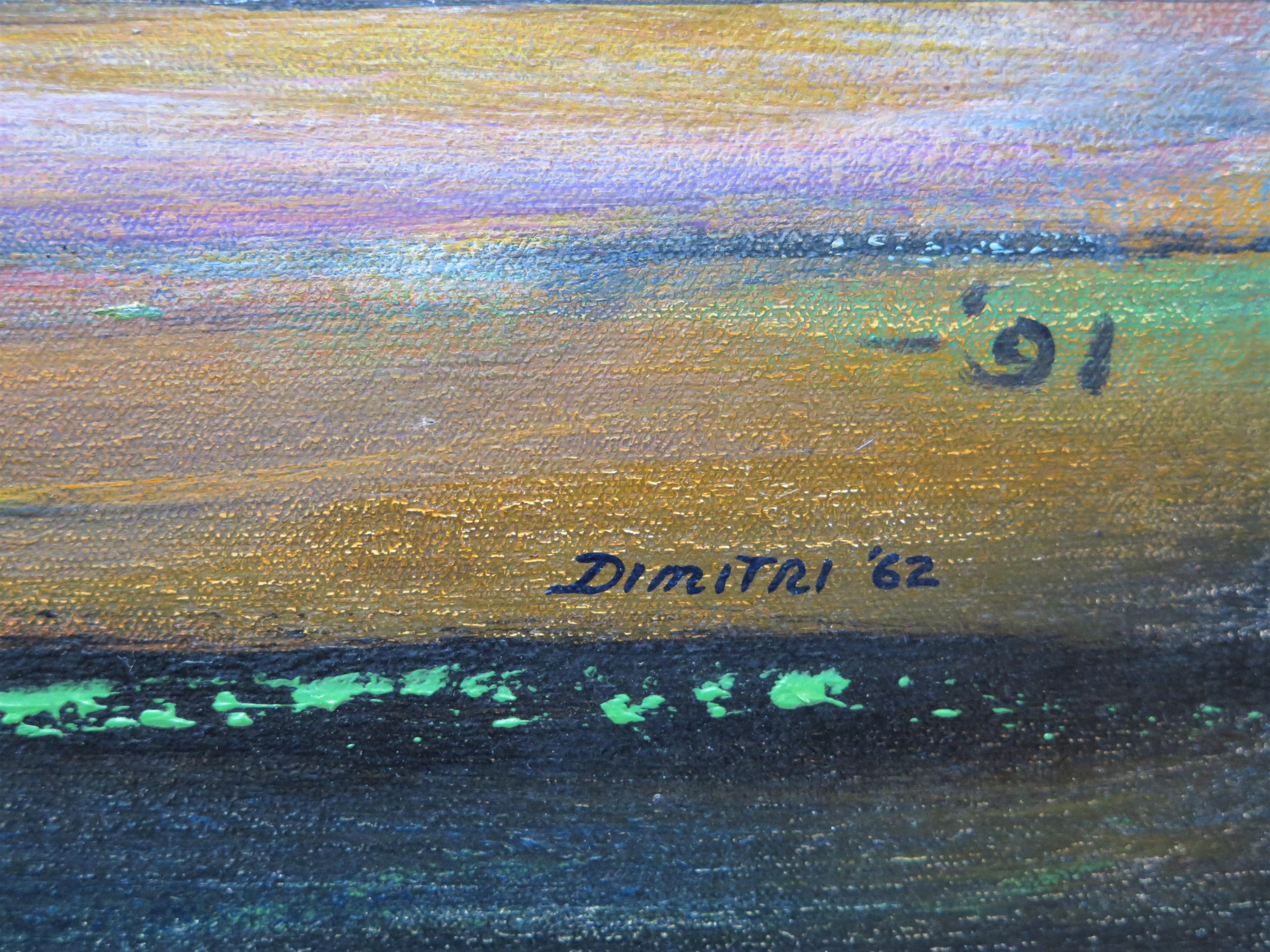 20th Century Cityscapes '62, by Surrealist Painter Roy Dimitri Parsons (American, 1926-2007) For Sale
