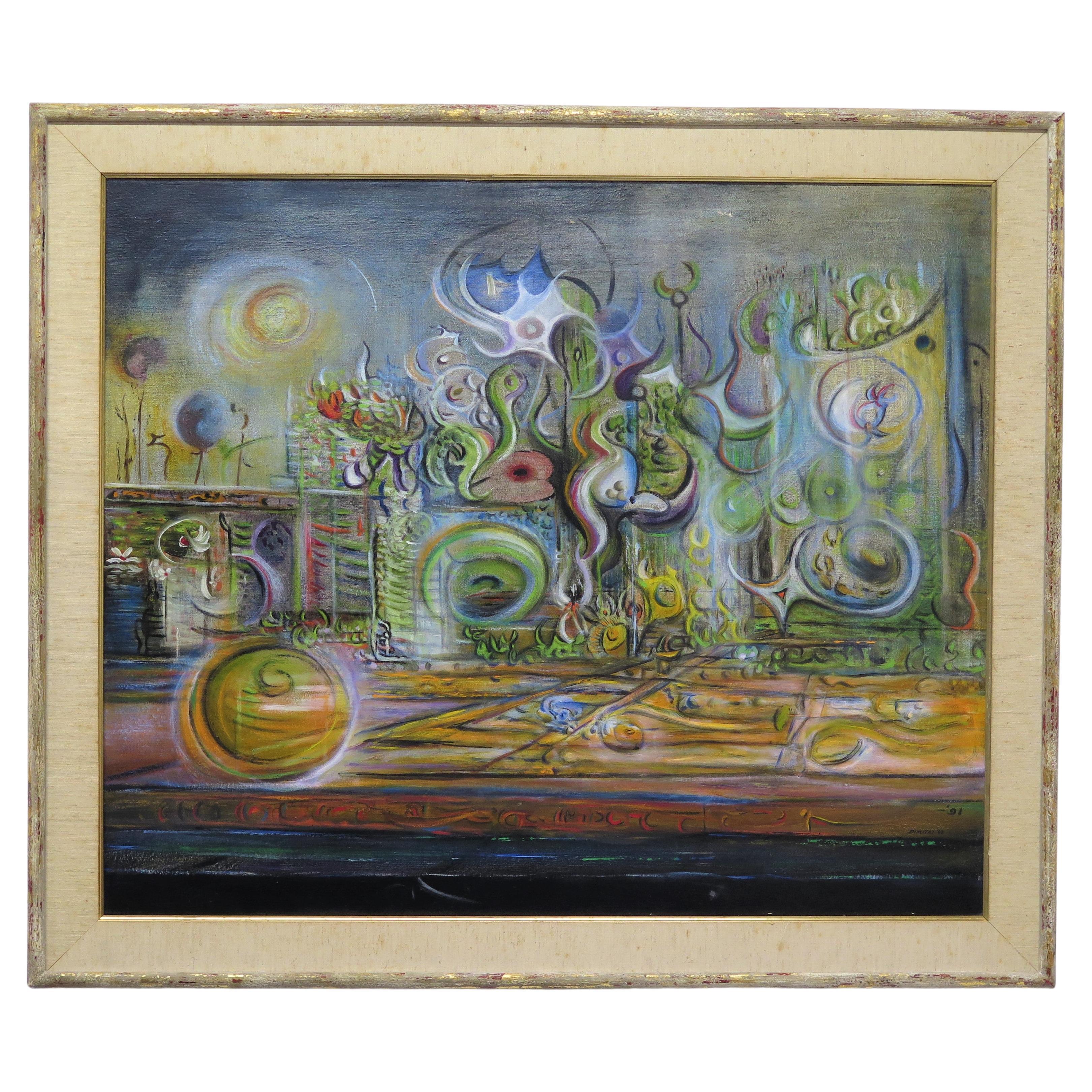Cityscapes '62, by Surrealist Painter Roy Dimitri Parsons (American, 1926-2007) For Sale