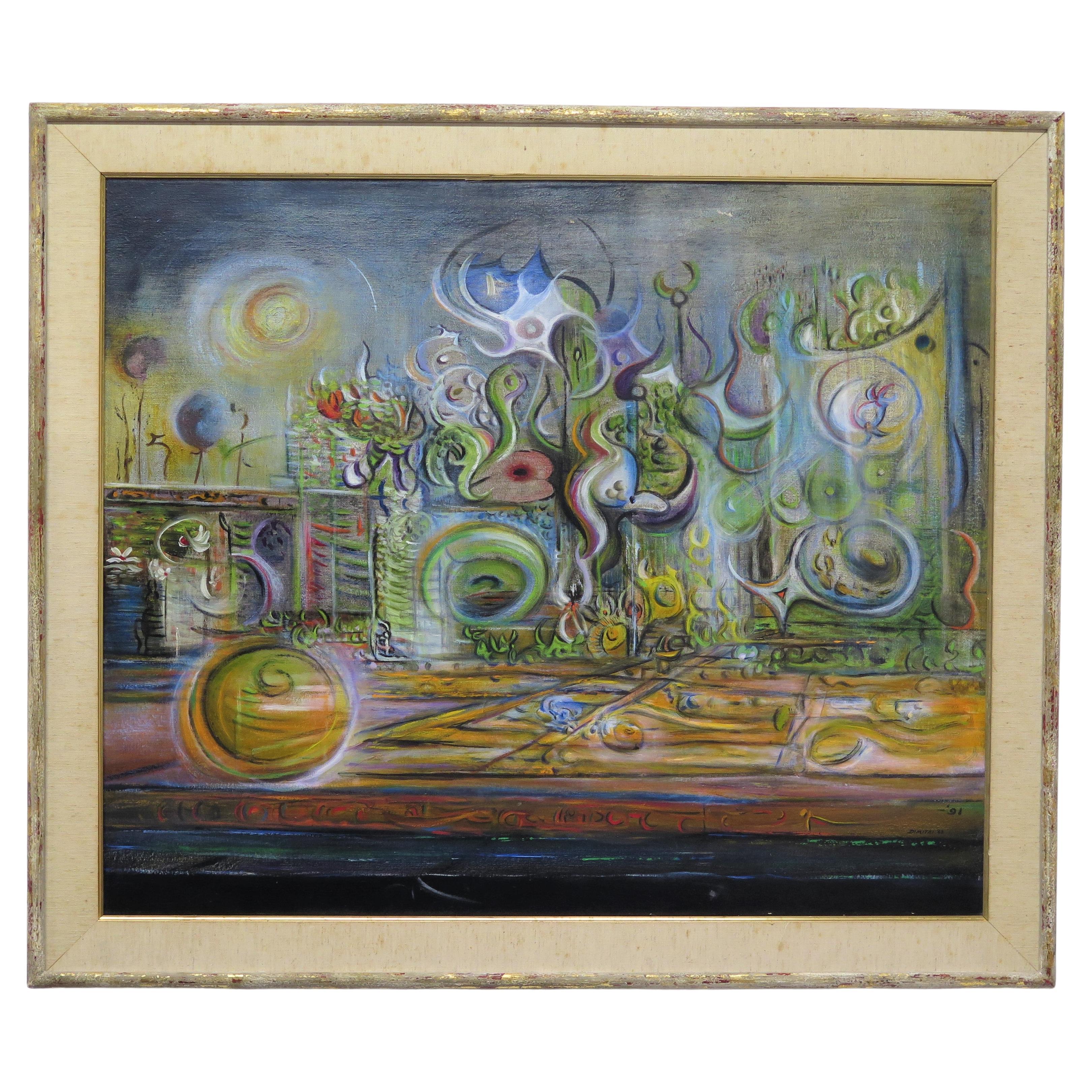 Cityscapes '62, by Surrealist Painter Roy Dimitri Parsons (American, 1926-2007) For Sale