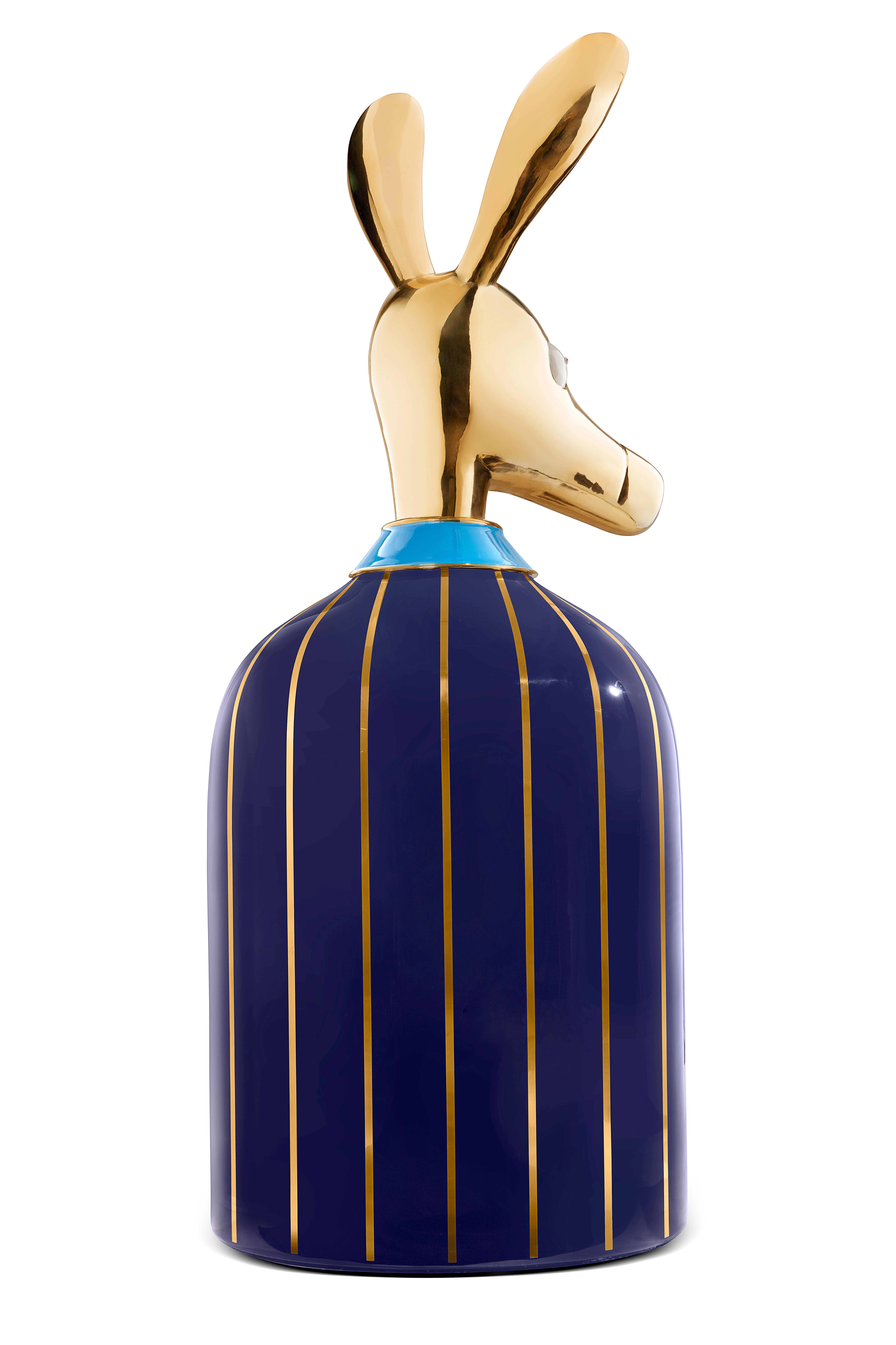 Indiano Mobile bar Ciuco Donkey Blue con intarsi in ottone di Matteo Cibic in vendita