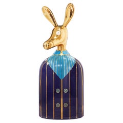 Ciuco Donkey Blue Bar Storage Cabinet with Brass Inlay by Matteo Cibic