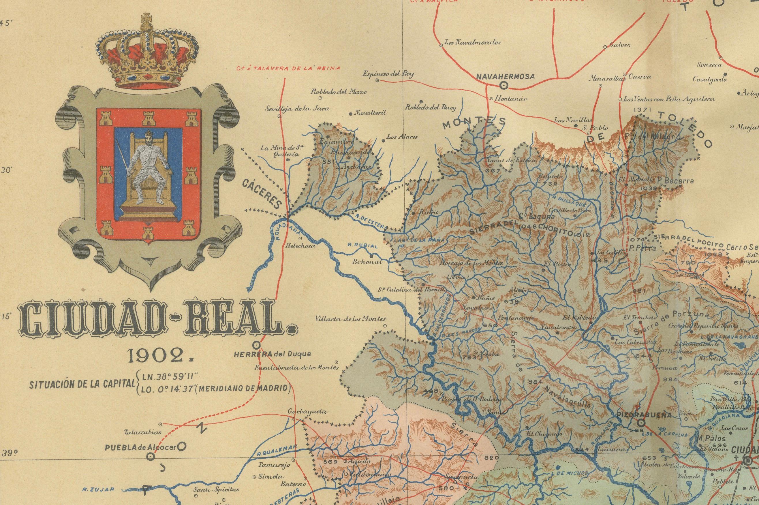 Ciudad Real 1902: Eine detaillierte Kartographische Untersuchung von La Mancha in Spanien (Frühes 20. Jahrhundert) im Angebot