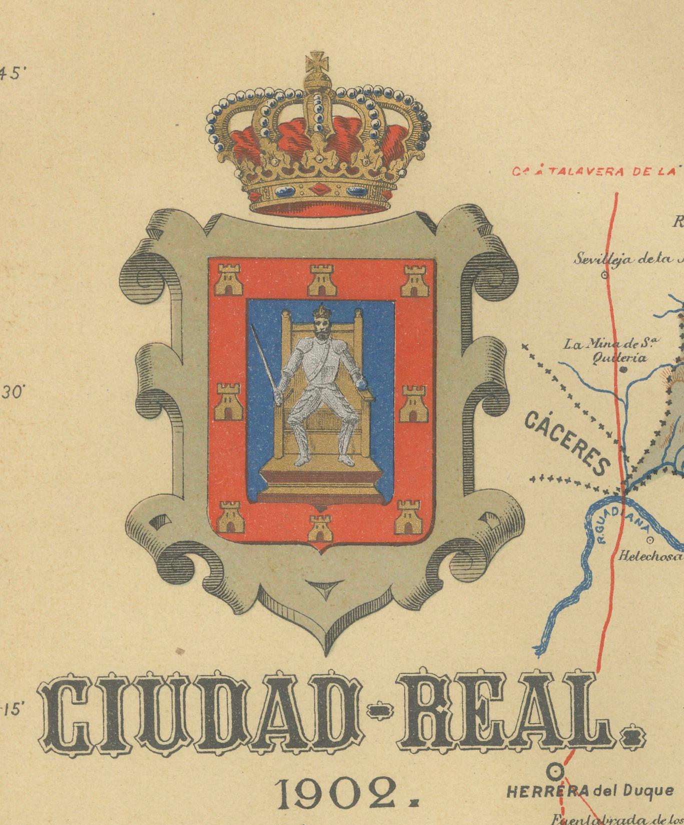 Ciudad Real 1902: Eine detaillierte Kartographische Untersuchung von La Mancha in Spanien (Papier) im Angebot