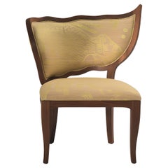 Ciuffo Dx Chair with Right-hand back in Solid Mahogany - Padded seat and back