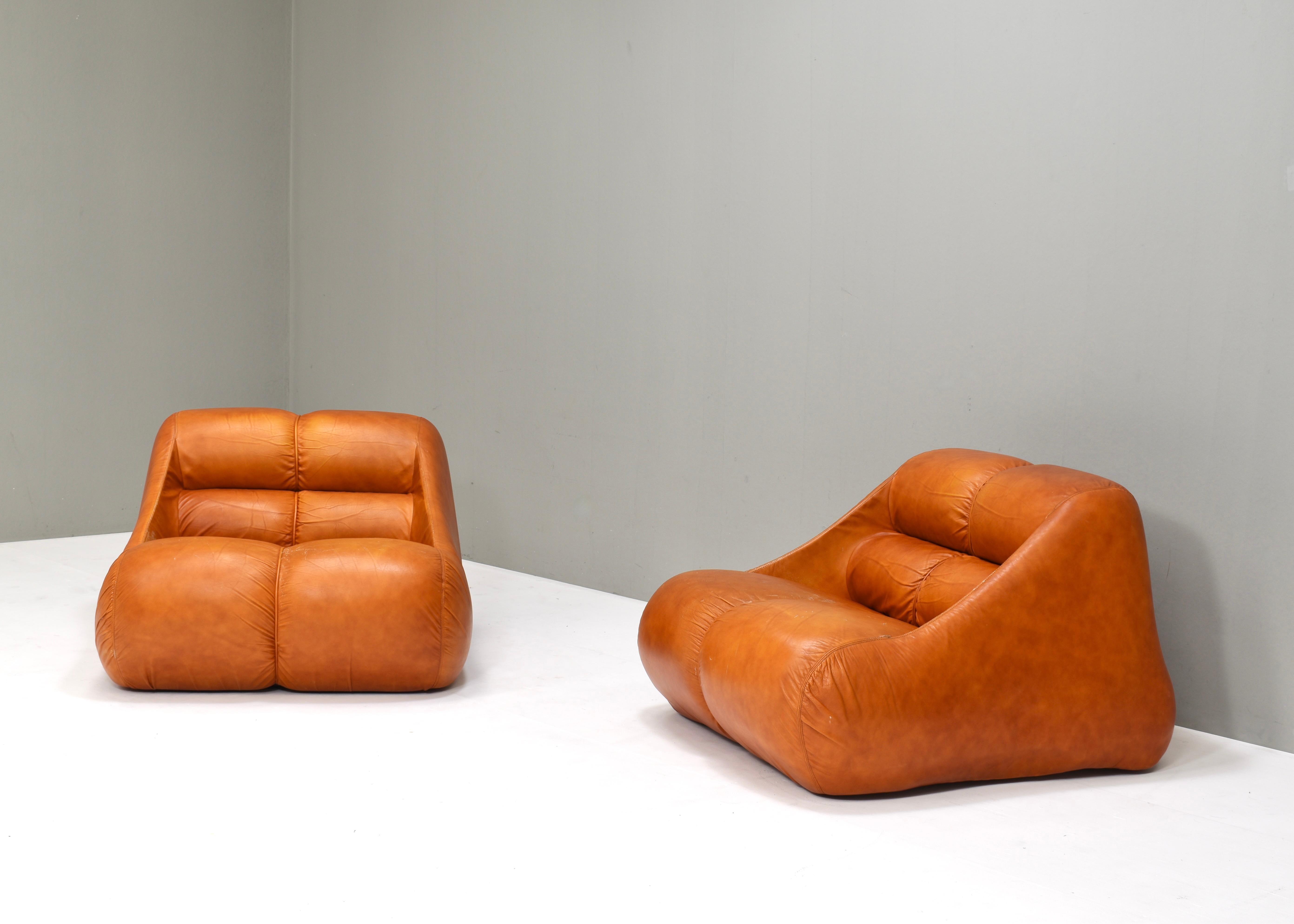 Mid-Century Modern Chaises Ciuingam en cuir par De Pas, D'Urbino, Lomazzi pour BBB Bonacina- 1967 en vente