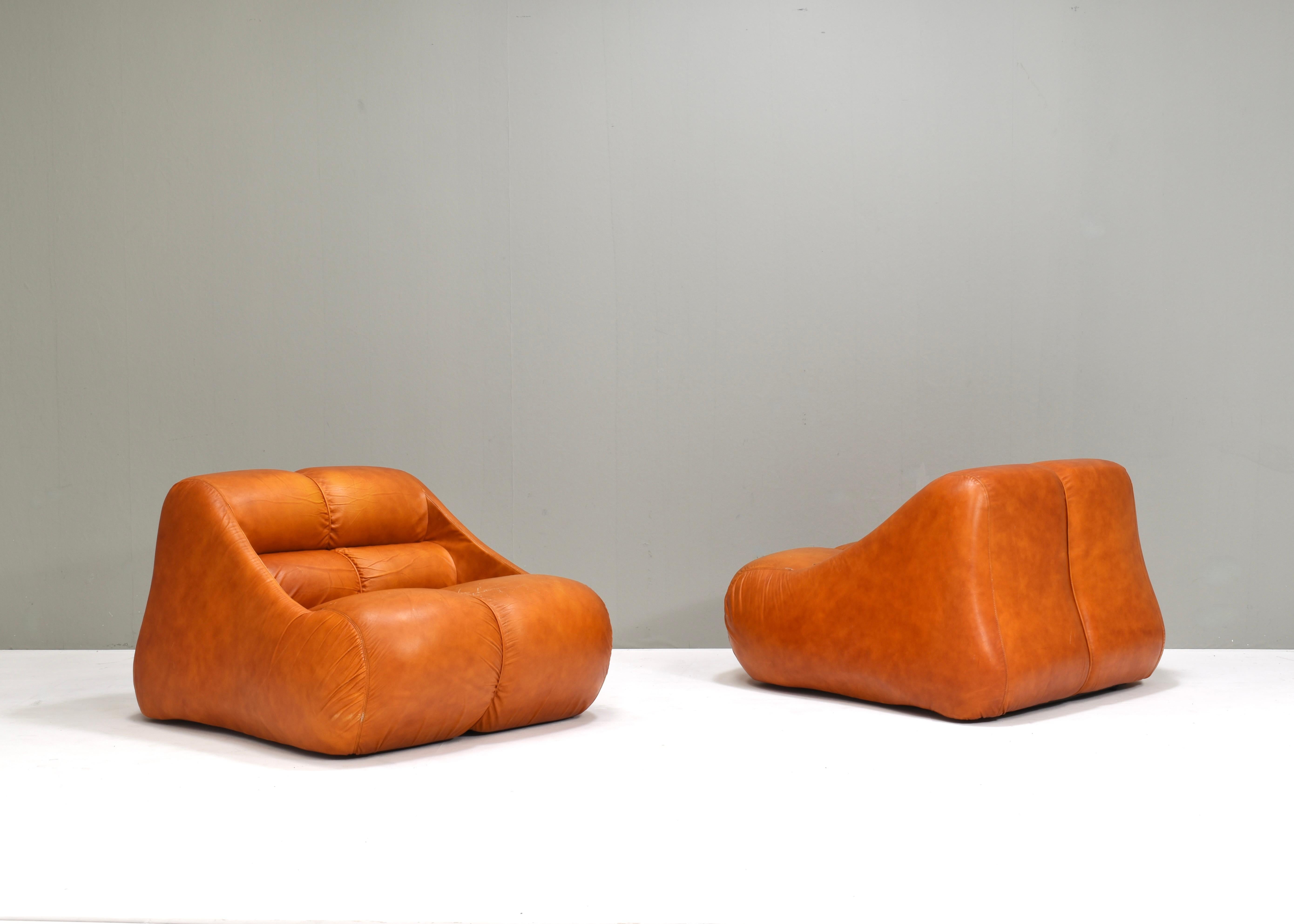 italien Chaises Ciuingam en cuir par De Pas, D'Urbino, Lomazzi pour BBB Bonacina- 1967 en vente