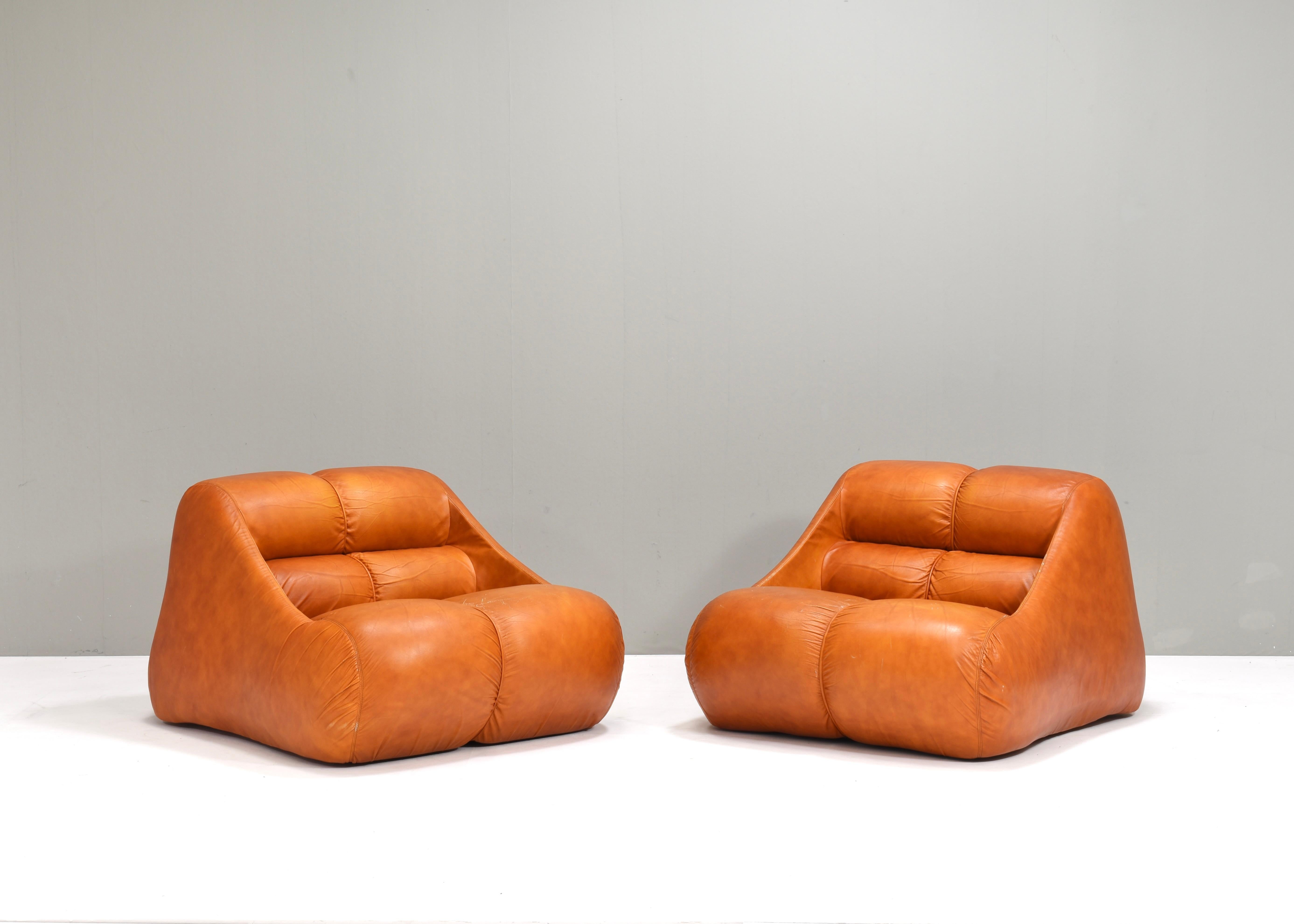 Chaises Ciuingam en cuir par De Pas, D'Urbino, Lomazzi pour BBB Bonacina- 1967 État moyen - En vente à Pijnacker, Zuid-Holland