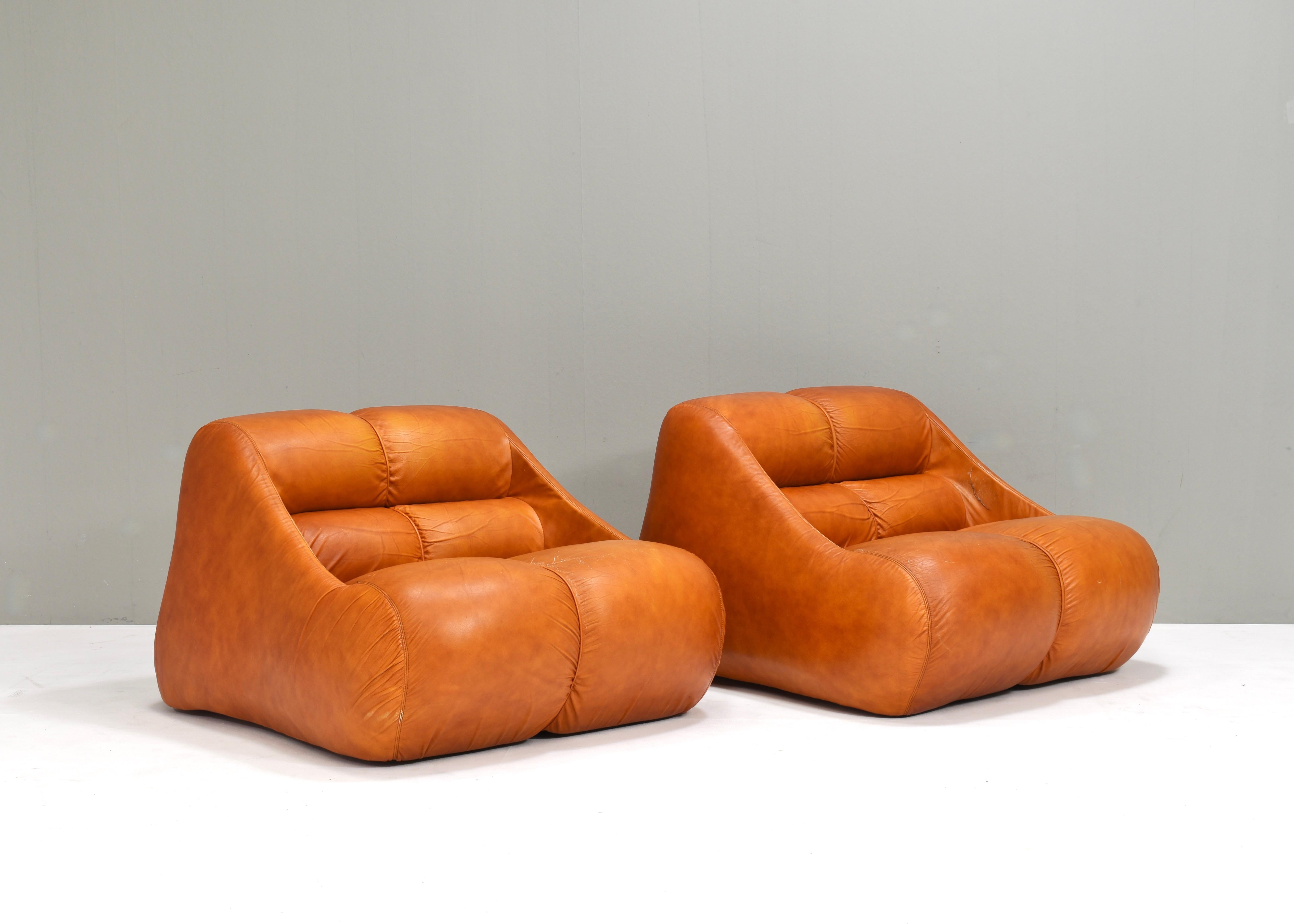 Milieu du XXe siècle Chaises Ciuingam en cuir par De Pas, D'Urbino, Lomazzi pour BBB Bonacina- 1967 en vente