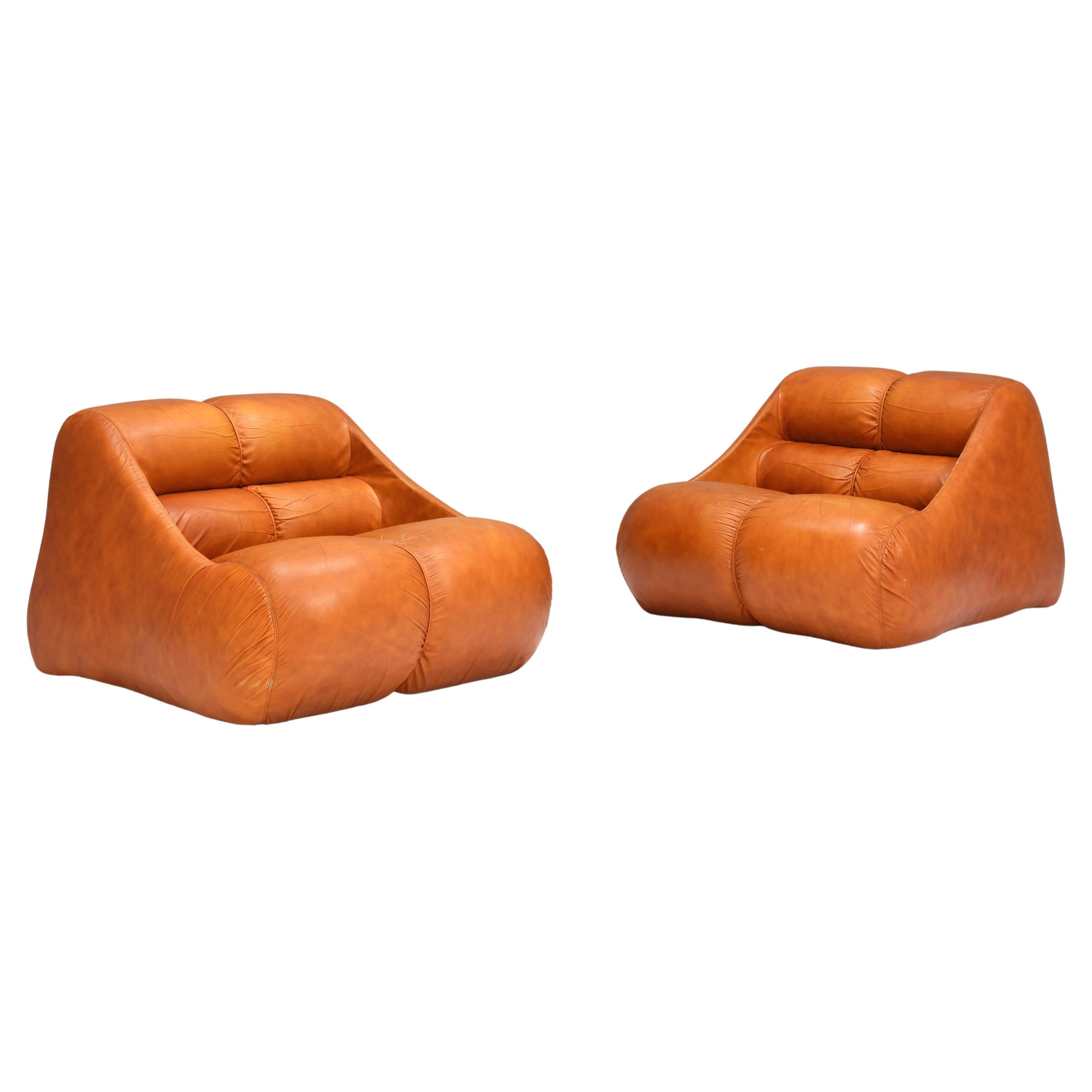 Ciuingam chairs in leather by De Pas, D’Urbino, Lomazzi for BBB Bonacina— 1967