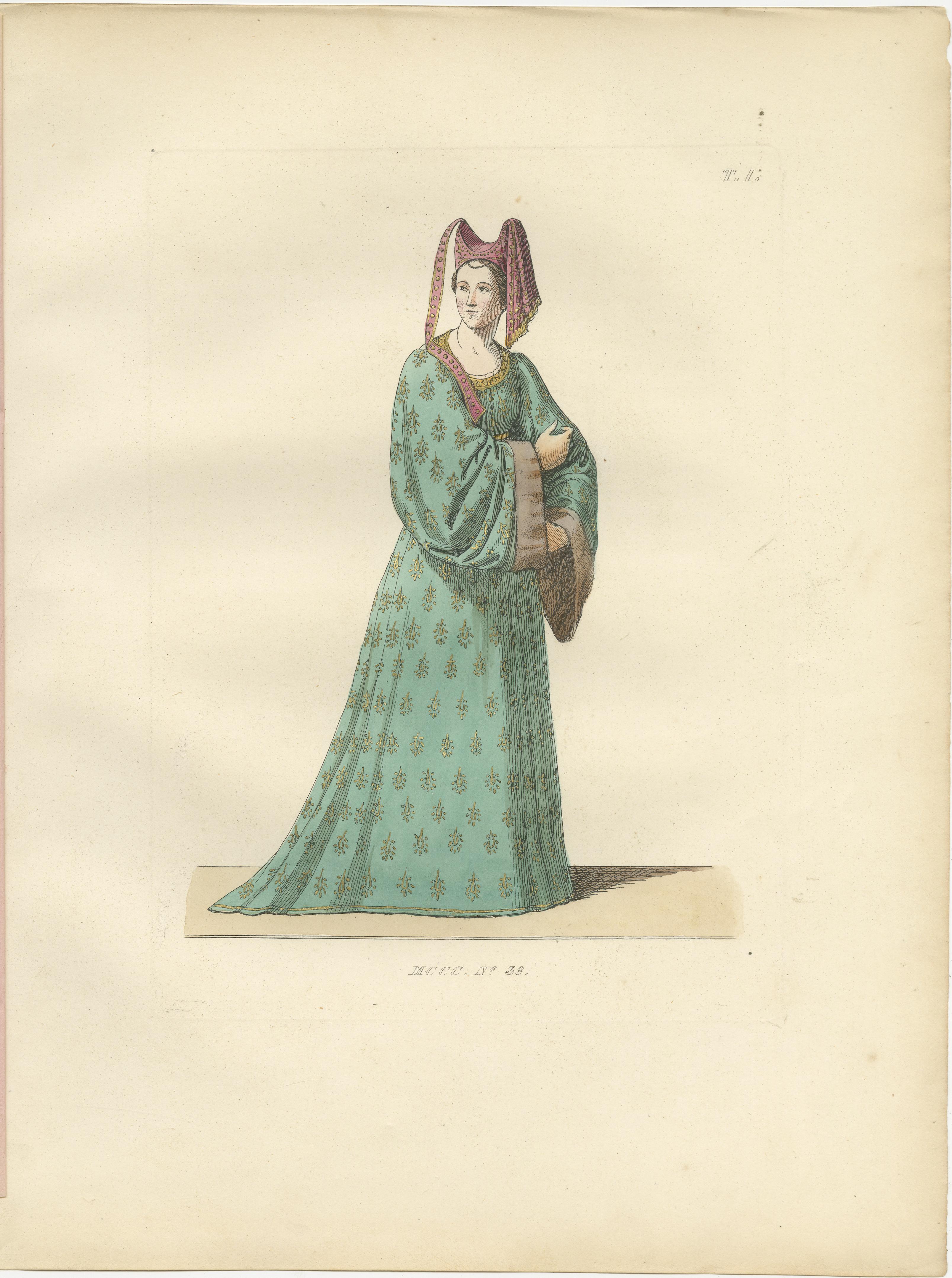 Civic Pride and Domestic Dignity in Siena: Treasurer, Matron, Rector, 1845 Print In Good Condition For Sale In Langweer, NL