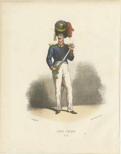 Civic Pride in Uniform: Handcolored Print of a Garde Civique Officer, 1862