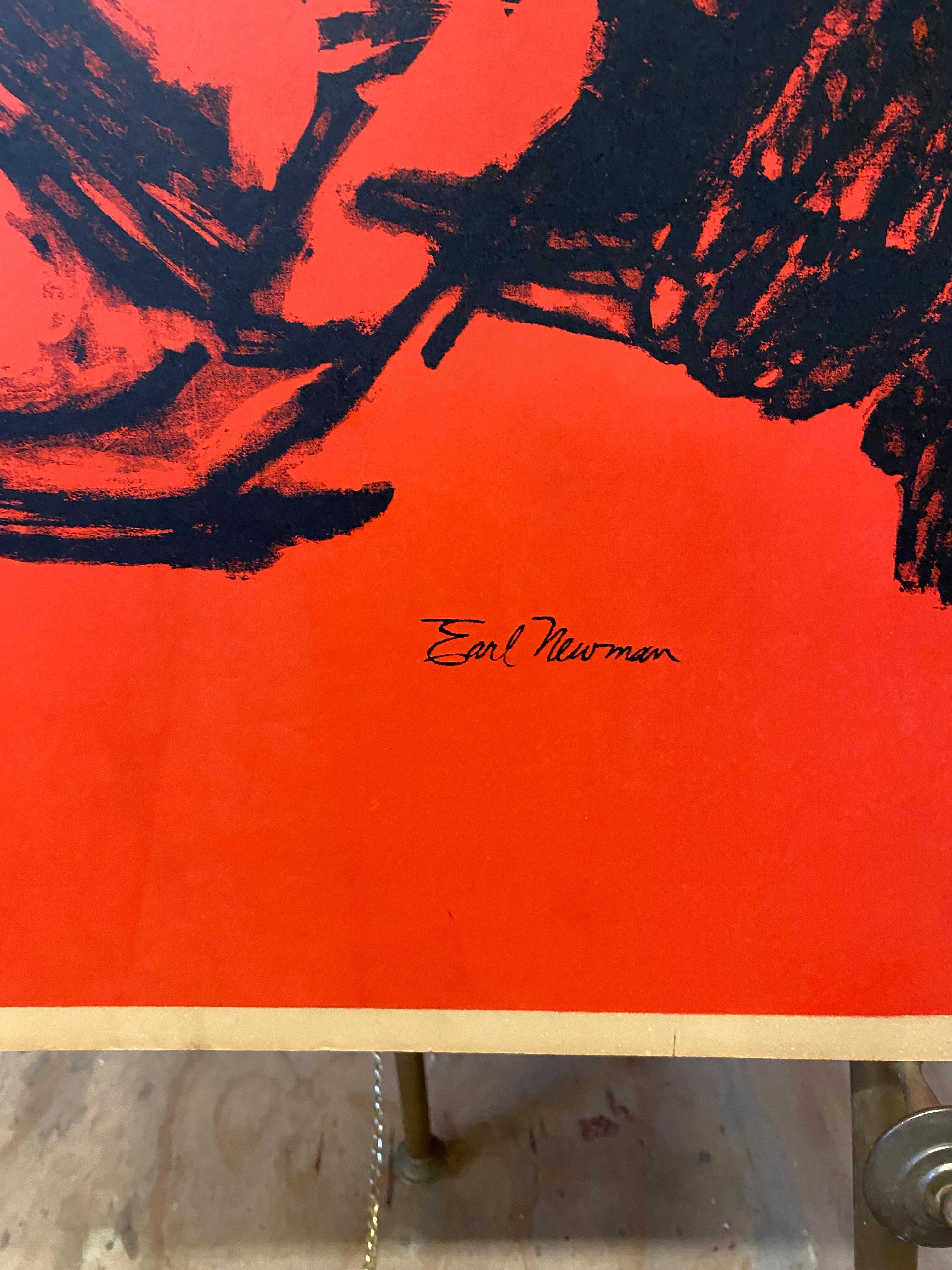 (DIRITTI CIVILI.) Earl Newman; artista. SNCC: Comitato di Coordinamento Nonviolento degli Studenti. Poster serigrafico in rosso e nero, 35 x 22½ pollici, raffigurante un uomo che tiene in braccio un bambino; circa 1965. Questa particolare versione