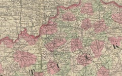 Civil War Era Map of Kentucky and Tennessee with Scenic Insets, Published 1864