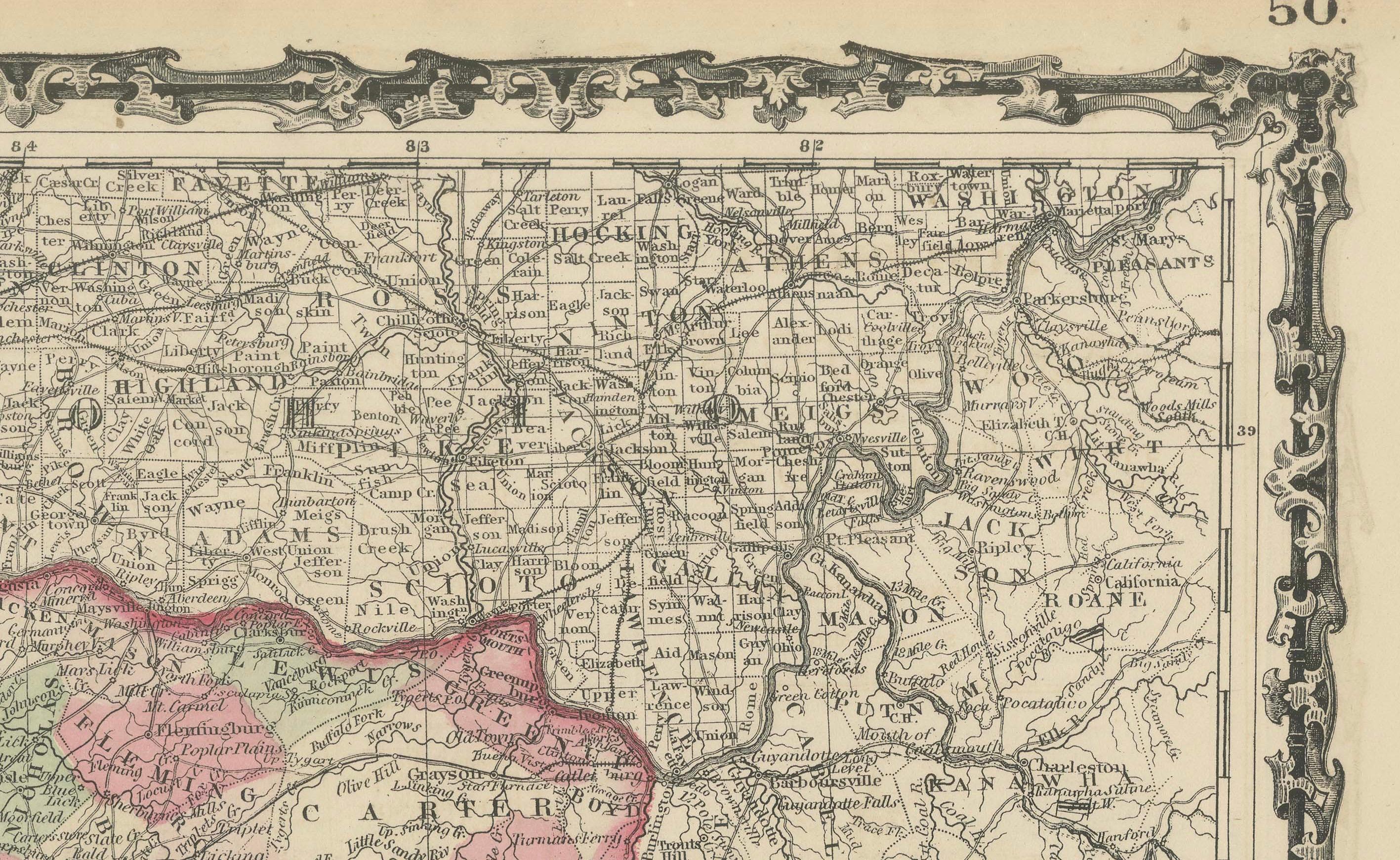 Mapa de Kentucky y Tennessee de la época de la Guerra Civil con inserciones panorámicas, publicado en 1864 en Bueno estado para la venta en Langweer, NL